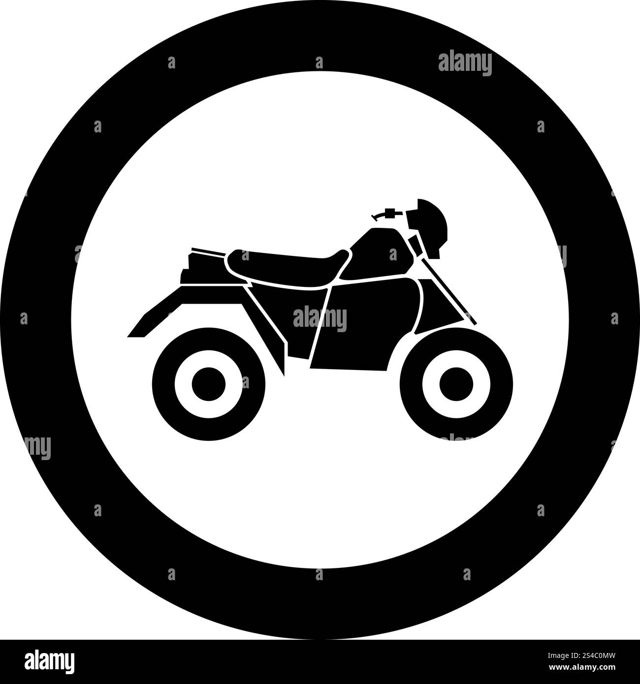 Moto VTT sur quatre roues icône noire en cercle vector illustration isolé Illustration de Vecteur