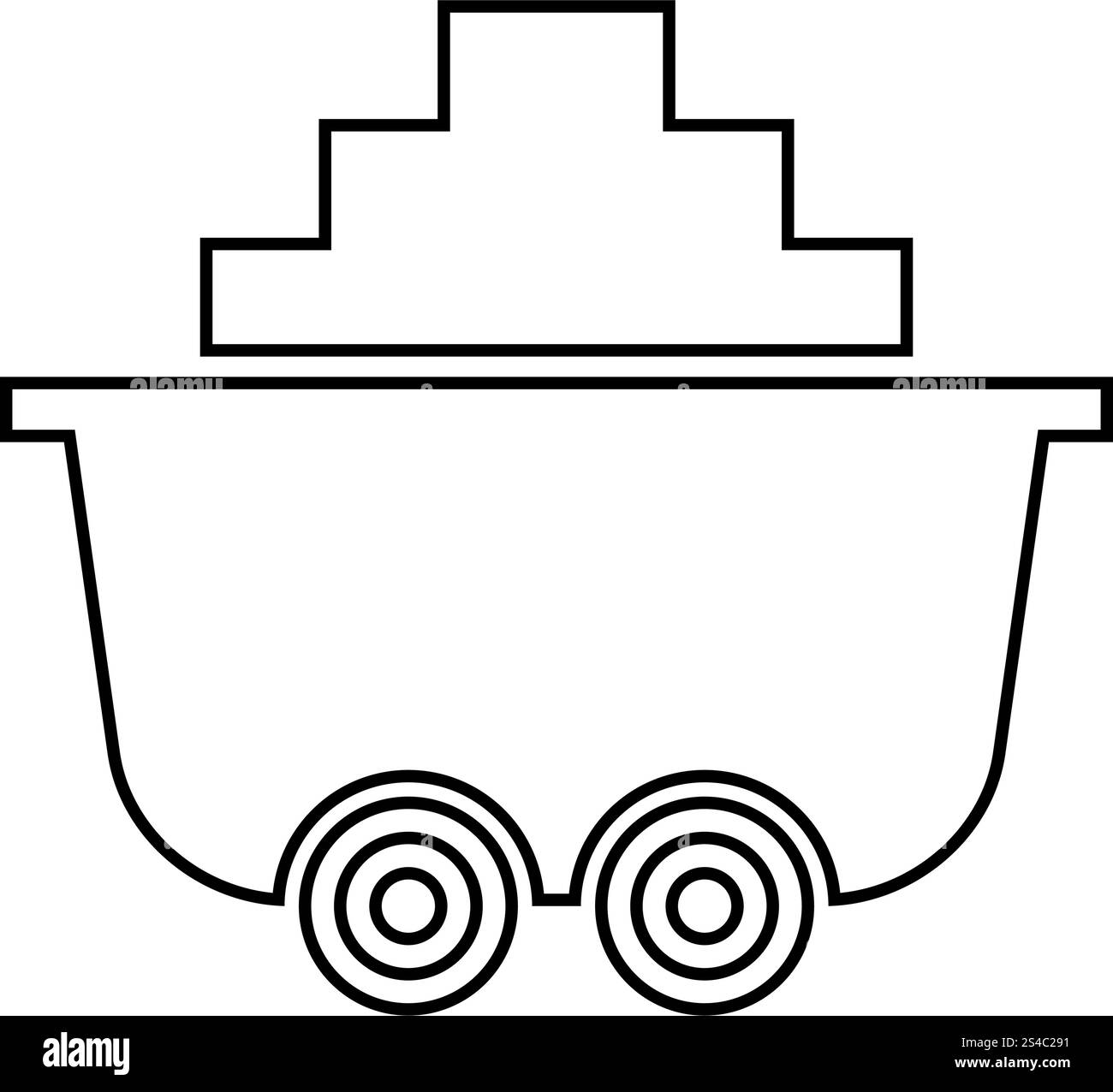 Chariot chariot de mine de charbon ou l'icône de couleur noir contour style télévision illustration vectorielle Illustration de Vecteur