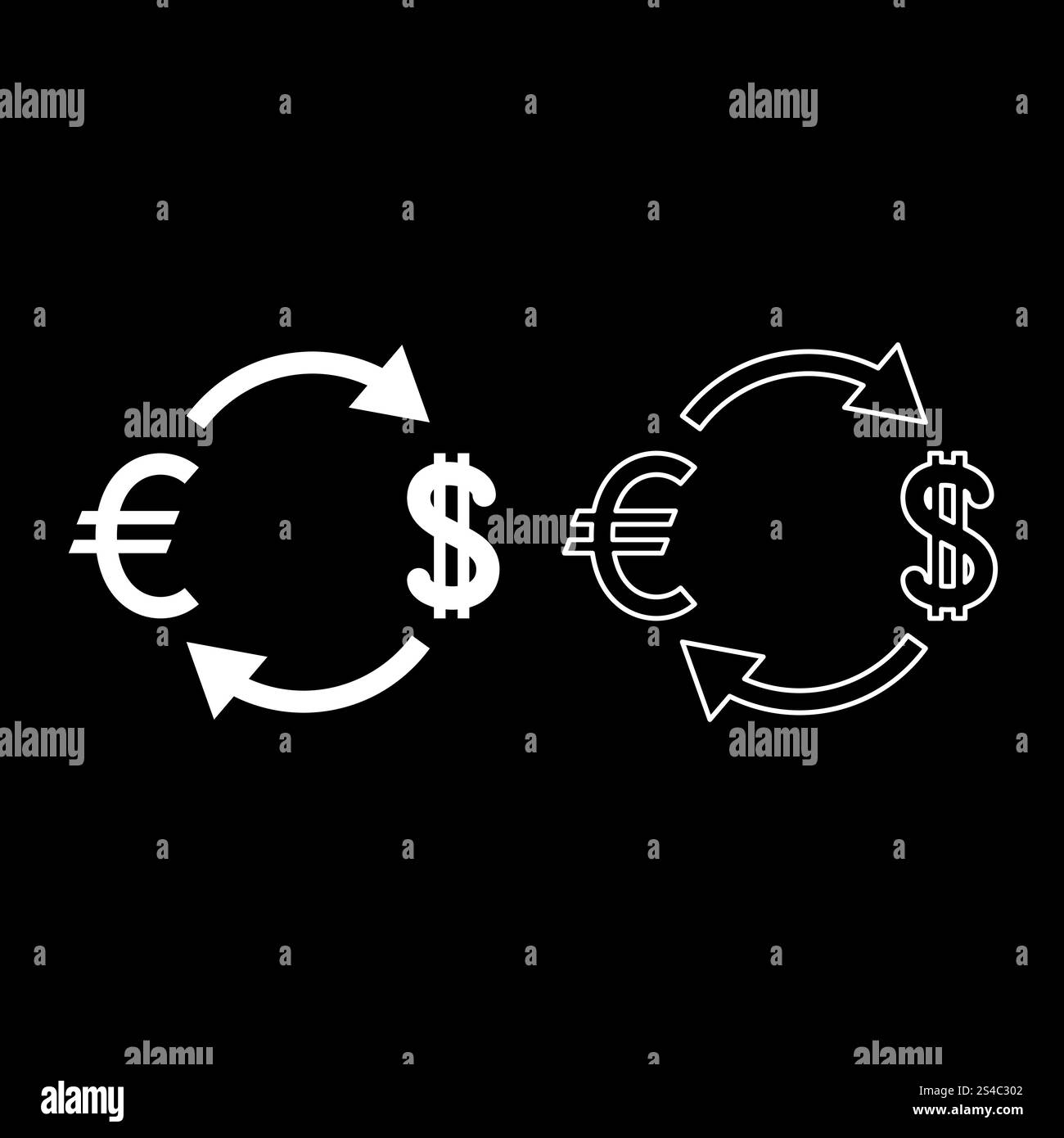 Service de Change Icon Set couleur blanc télévision illustration vectorielle simple style Contour de l'image Illustration de Vecteur