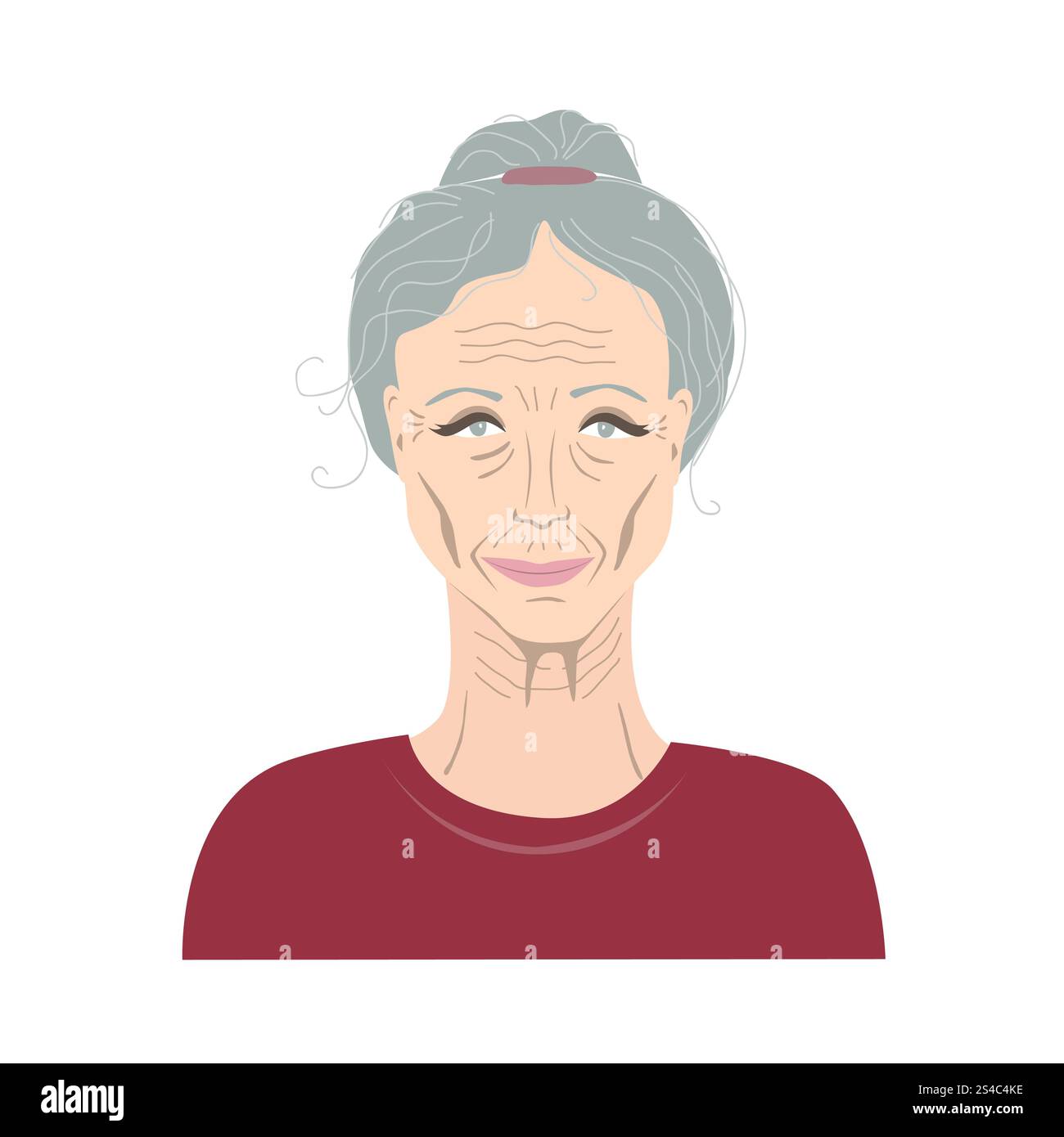Portrait d'une femme retraitée senior active. Visage souriant de grand-mère. Avatar d'une dame âgée, illustration isolée vectorielle Illustration de Vecteur