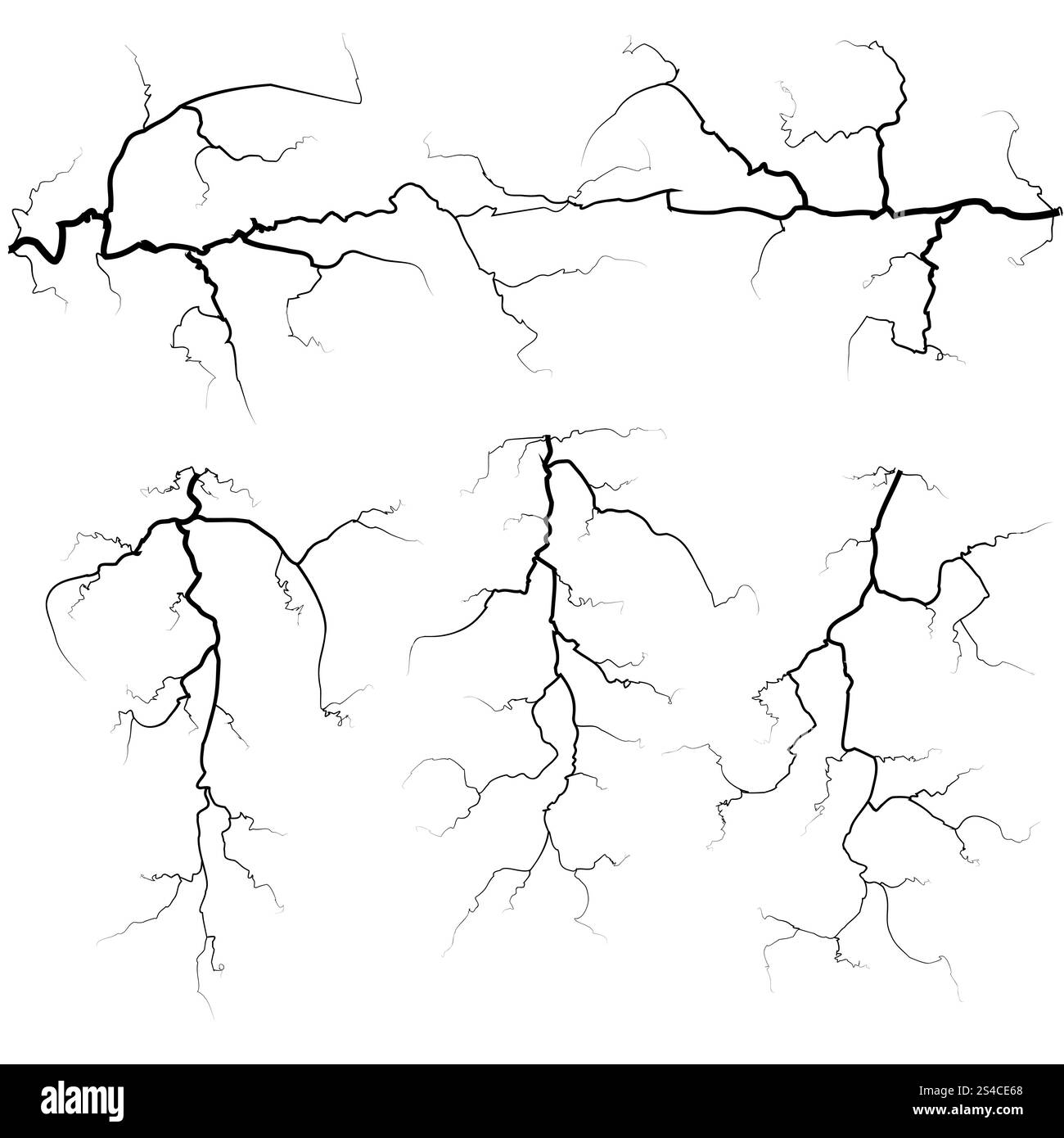 Jeu de boulons de tonnerre en noir isolé sur blanc. Ensemble de boulons de tonnerre en noir isolé sur fond blanc. Illustration vectorielle Illustration de Vecteur