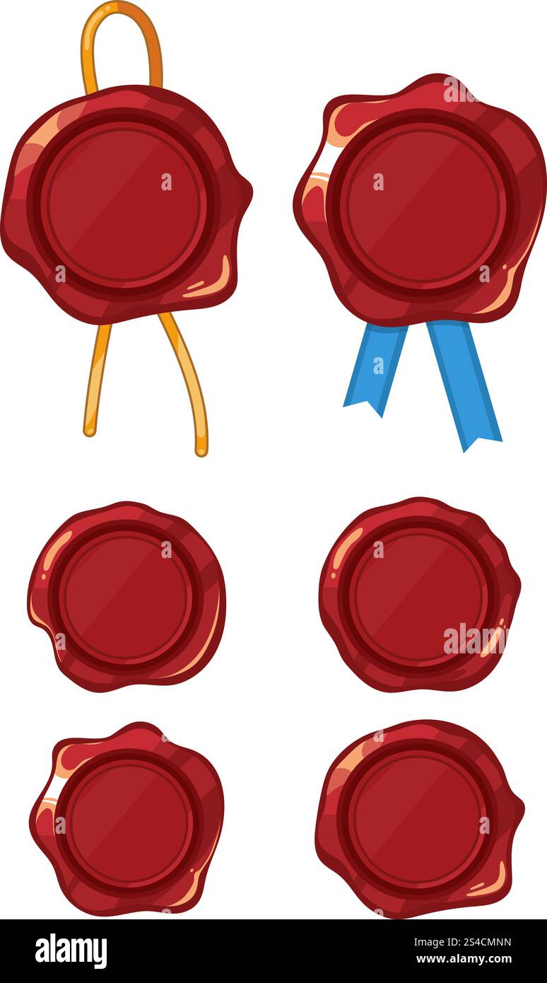 Jeu de vecteur de joints de cire de bande dessinée vintage. Jeu de vecteur de joints de cire de bande dessinée vintage. Illustration du timbre pour message de lettre Illustration de Vecteur