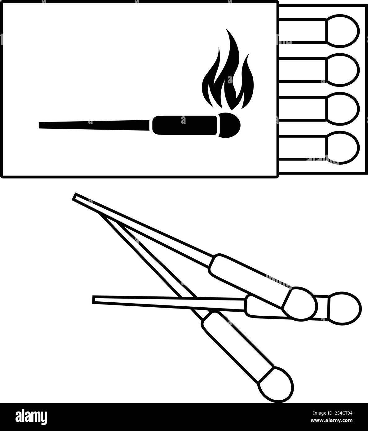 Icône de boîte d'allumettes. Fine ligne design. Vector illustration. Illustration de Vecteur