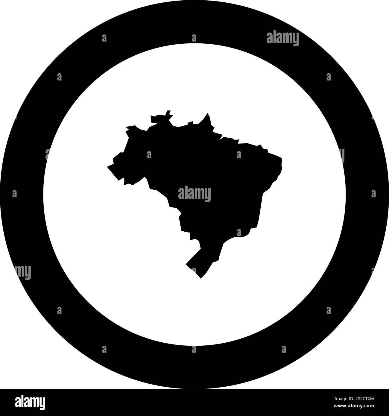 Carte du Brésil icon noir en couleur cercle rond vector illustration Illustration de Vecteur