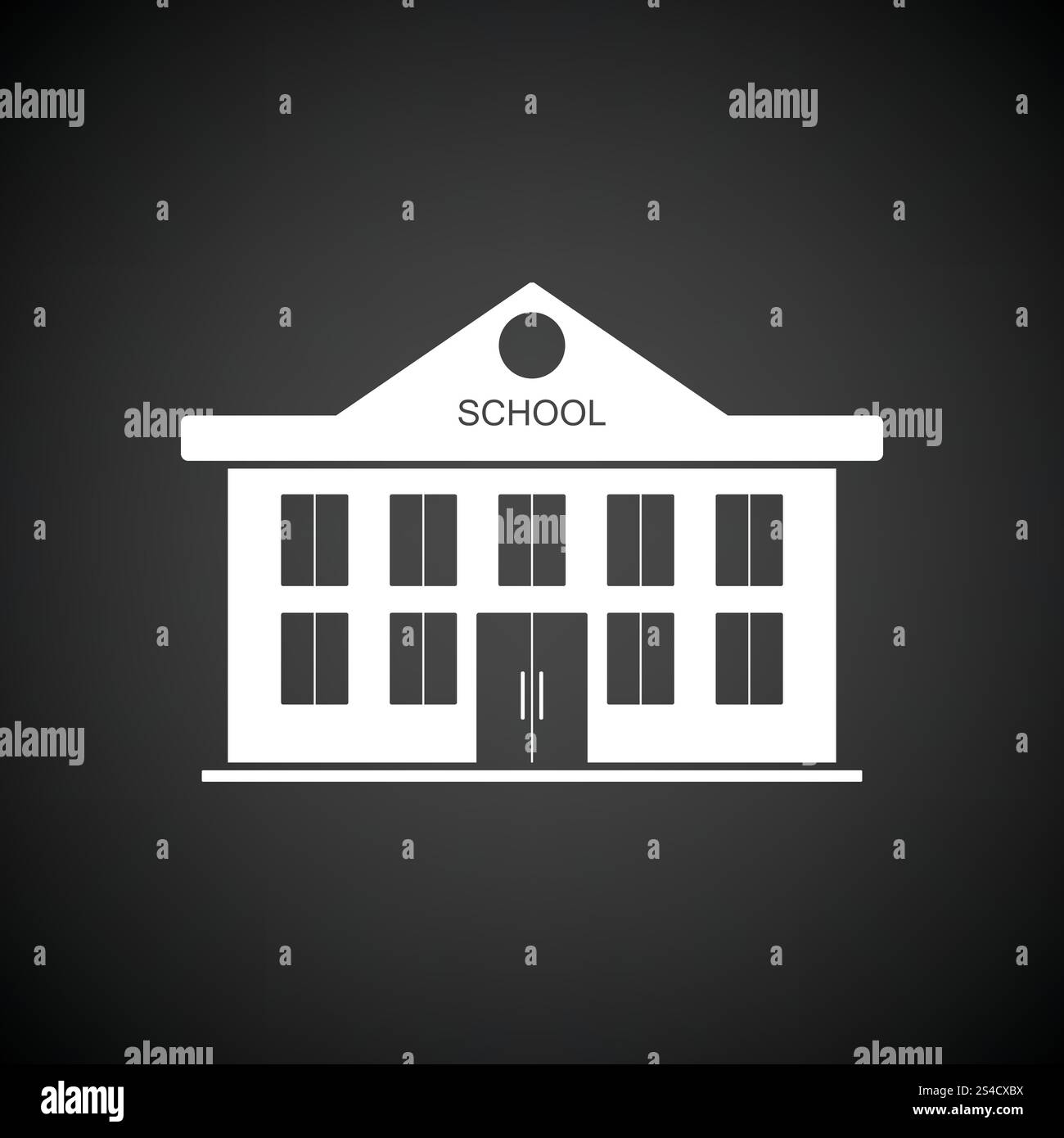 Icône de l'école. Fond noir avec blanc. Vector illustration. Illustration de Vecteur
