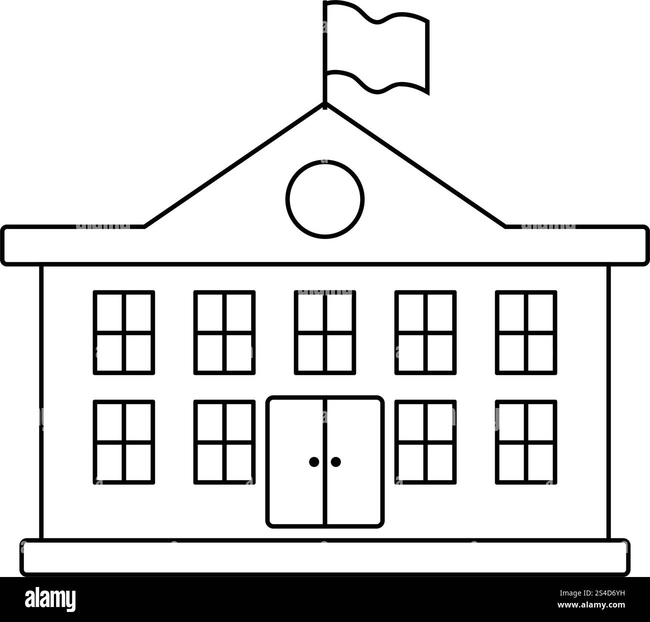 Icône de l'école. Fine ligne design. Vector illustration. Illustration de Vecteur