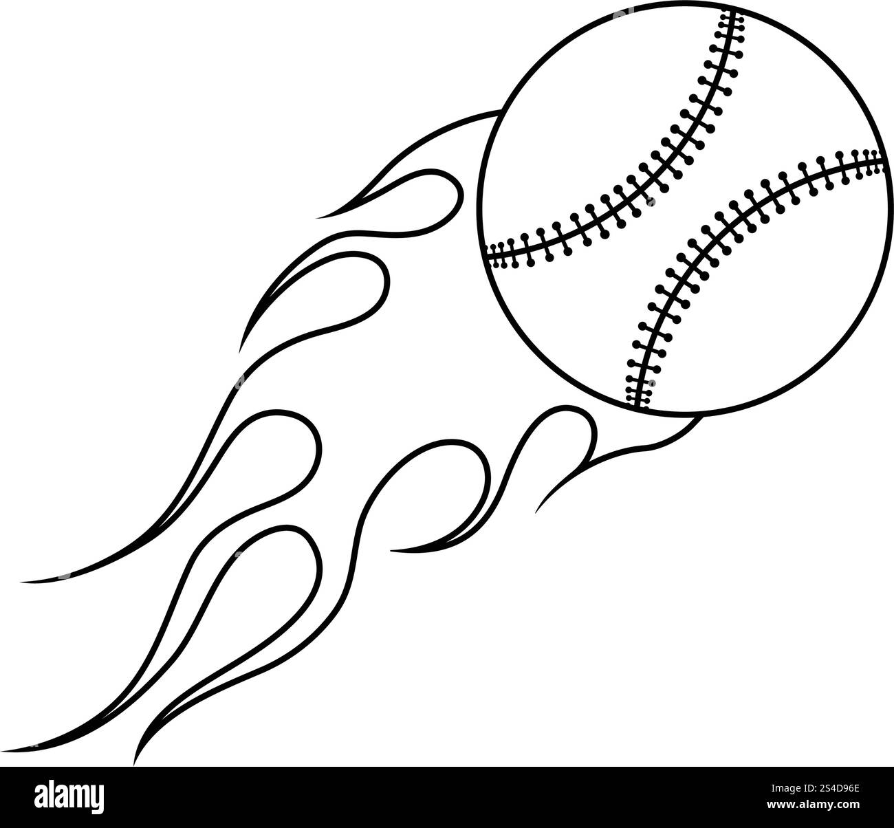 Fire ball Baseball icône. Fine ligne design. Vector illustration. Illustration de Vecteur