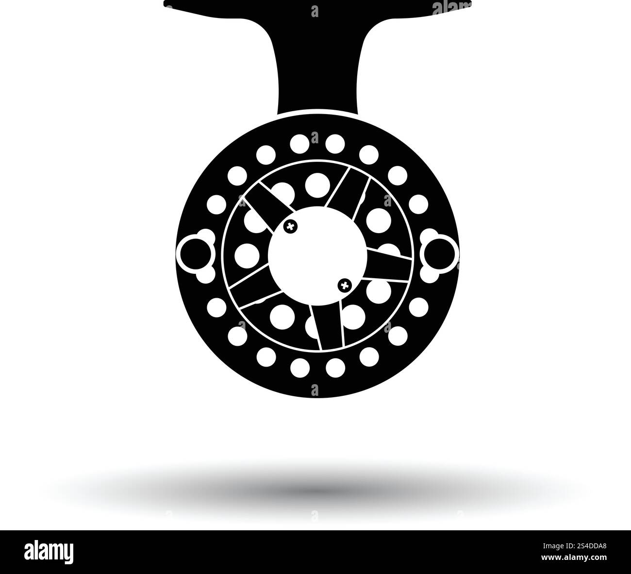 Icône de la bobine de pêche . Fond blanc avec design de l'ombre. Vector illustration. Illustration de Vecteur