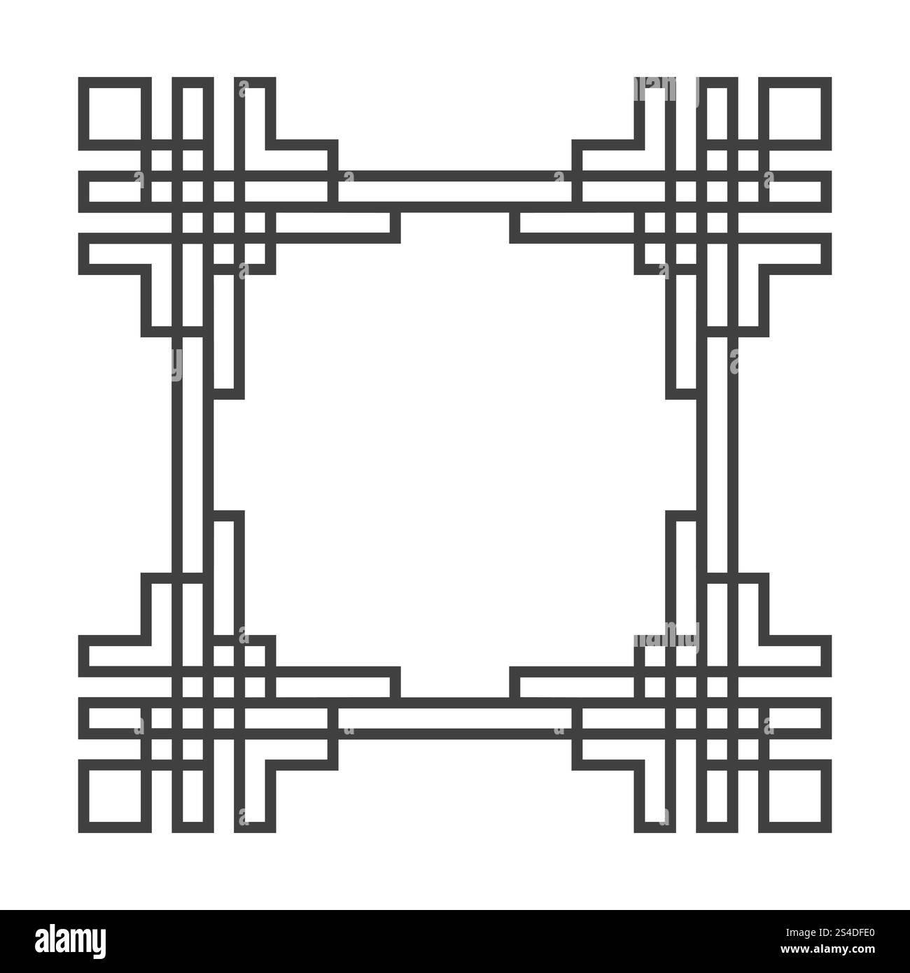 Cadre rétro vectoriel asiatique carré en noir et blanc. Illustration de structure abstraite. Cadre rétro vectoriel asiatique carré en noir et blanc Illustration de Vecteur