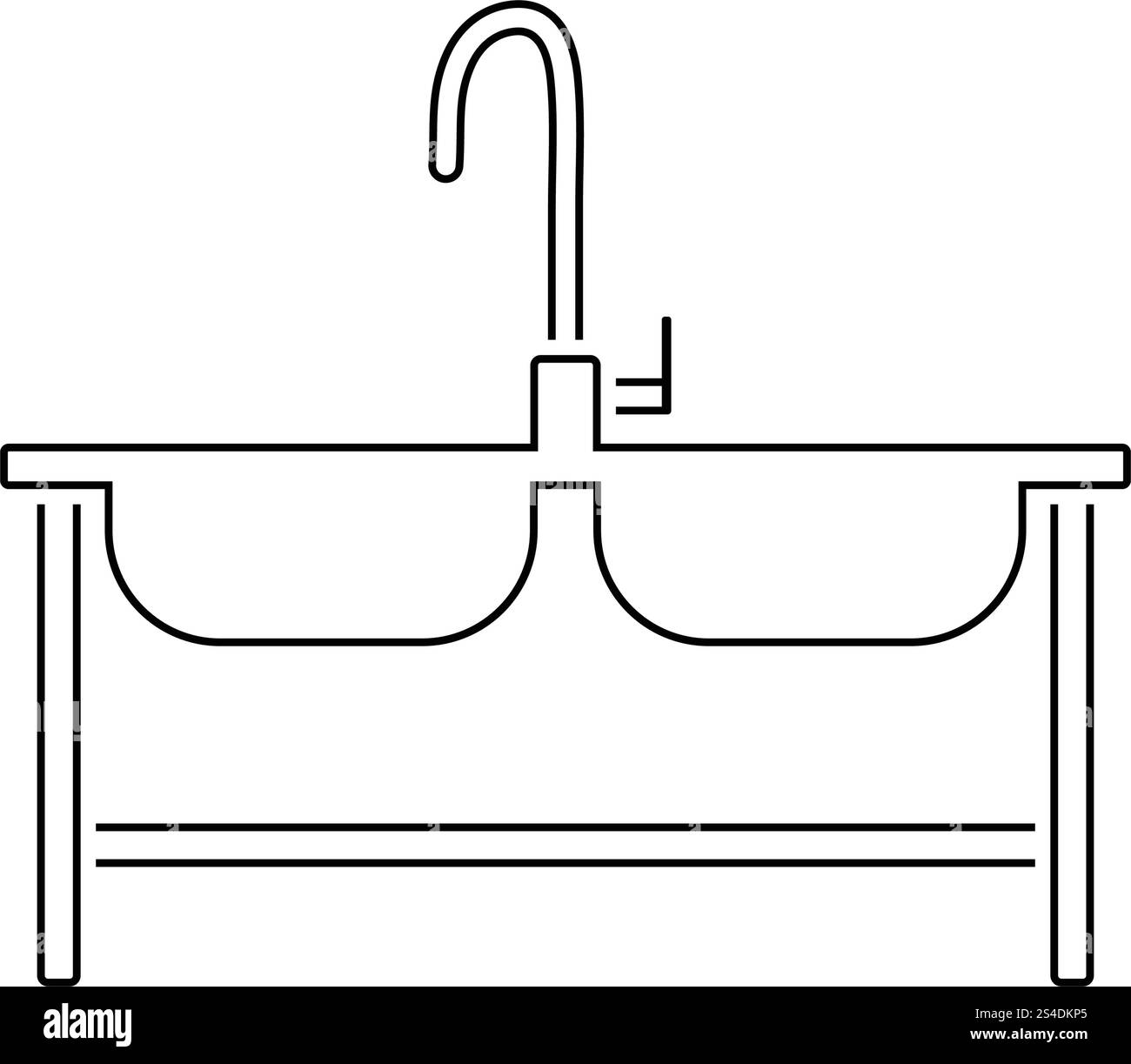Lavabo double icône. Fine ligne design. Vector illustration. Illustration de Vecteur