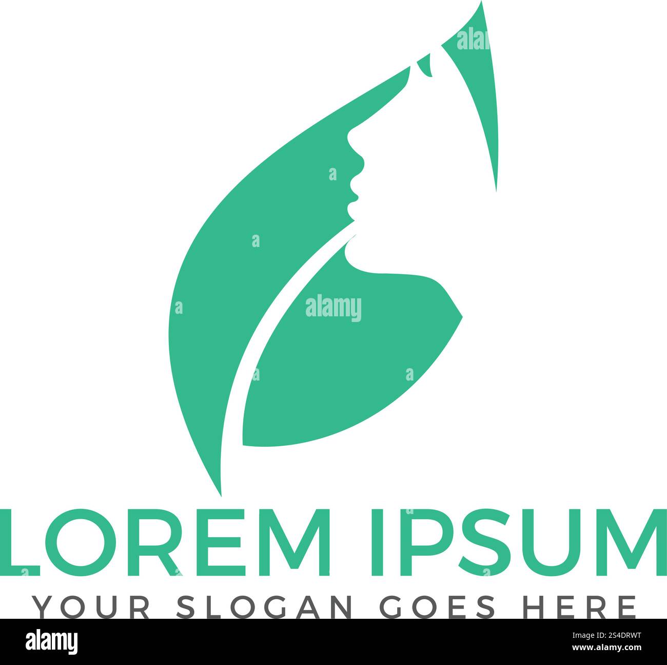 Visage de femme dans la forme des feuilles. Concept à la mode pour les instituts de beauté, massage, spa, cosmétiques naturels. Illustration de Vecteur