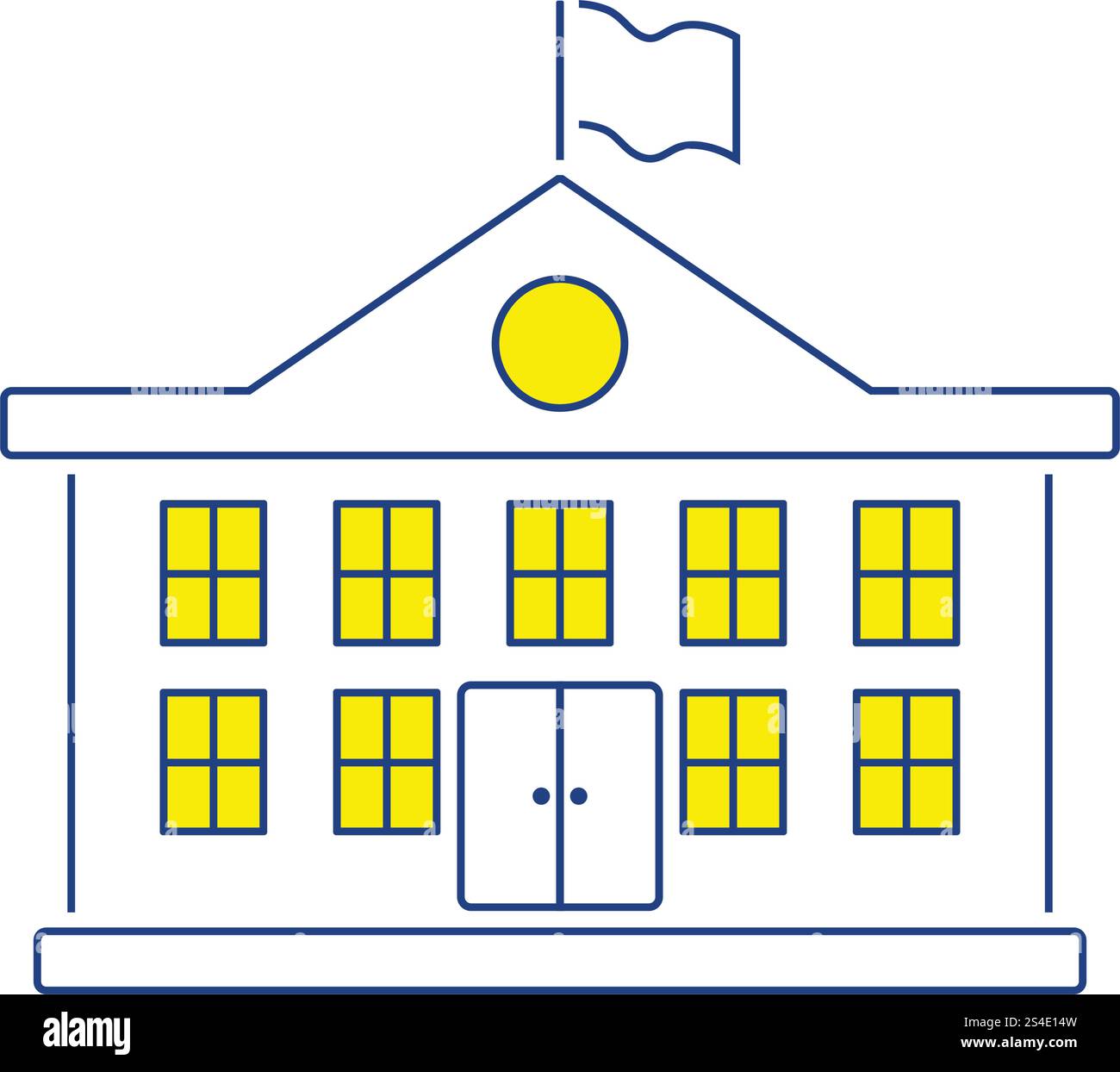Icône de bâtiment de l'école. Fine ligne design. Vector illustration. Illustration de Vecteur
