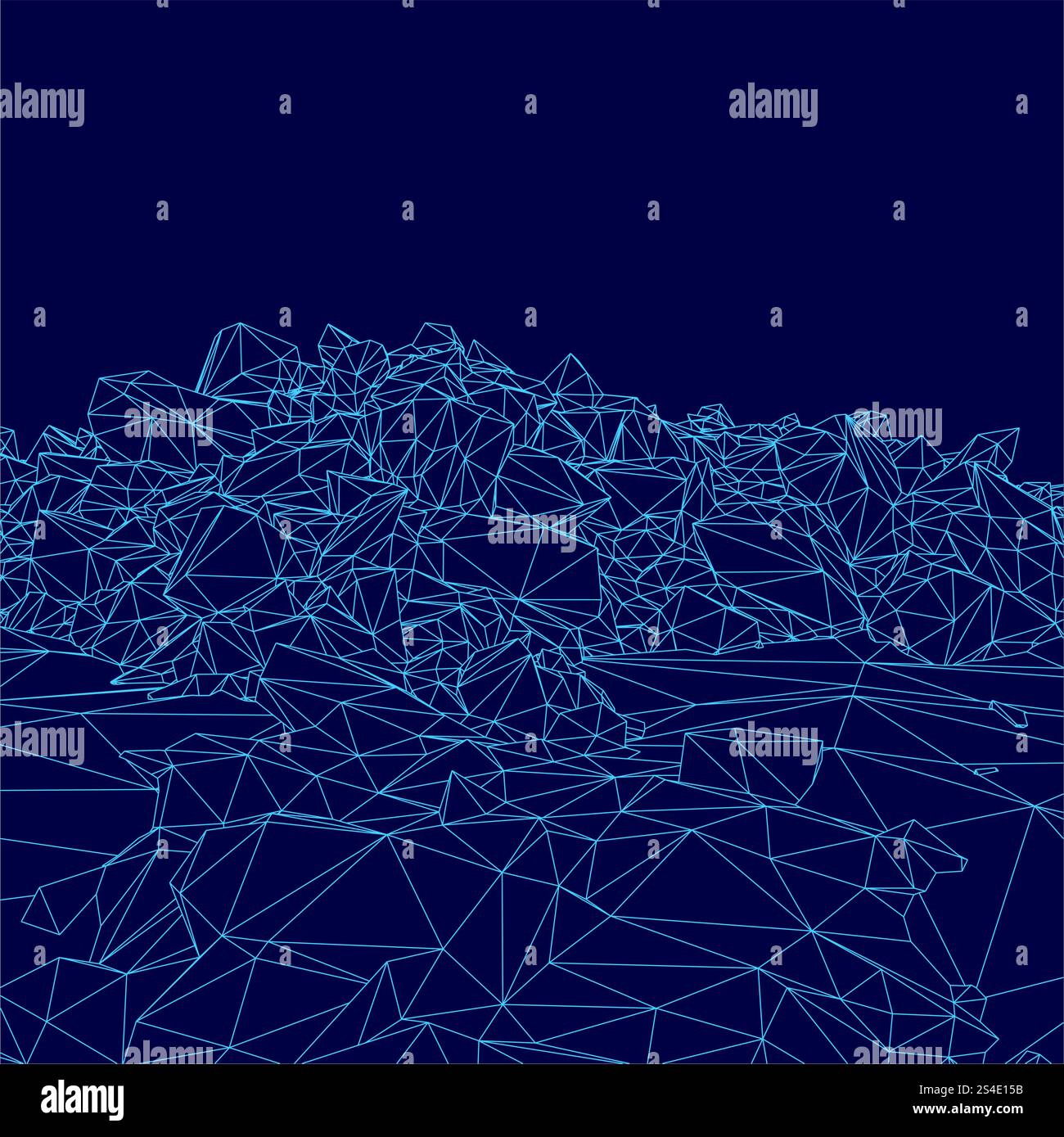 Chaîne de montagnes bleues avec un ciel bleu en arrière-plan. Les montagnes sont composées de nombreux petits triangles Illustration de Vecteur