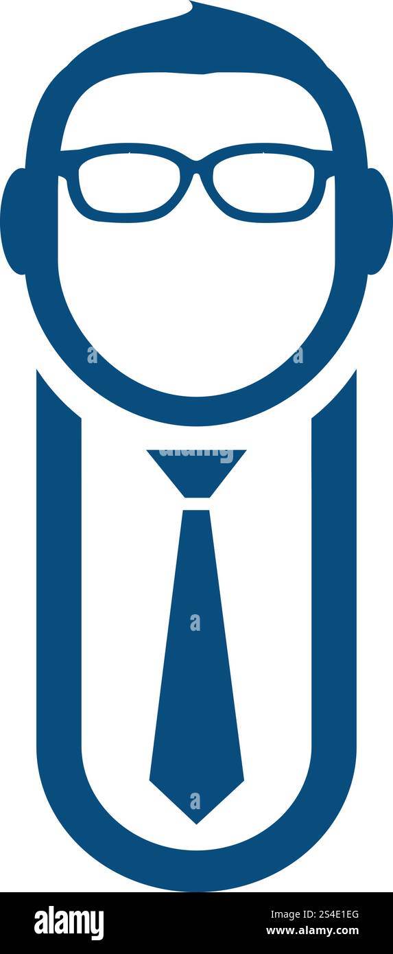 Guy avec des lunettes et une cravate. icône étudiant signe. Illustration de Vecteur