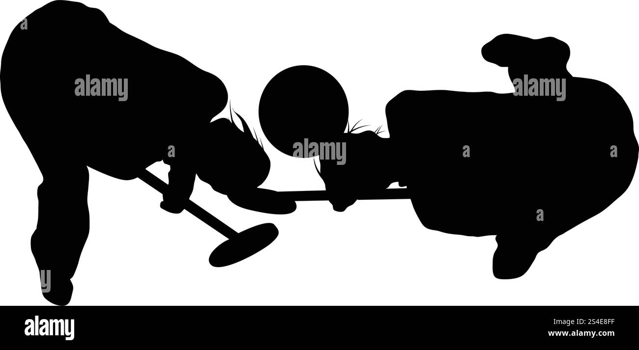 Silhouette de curling. Noir sur blanc. Vector illustration. Illustration de Vecteur
