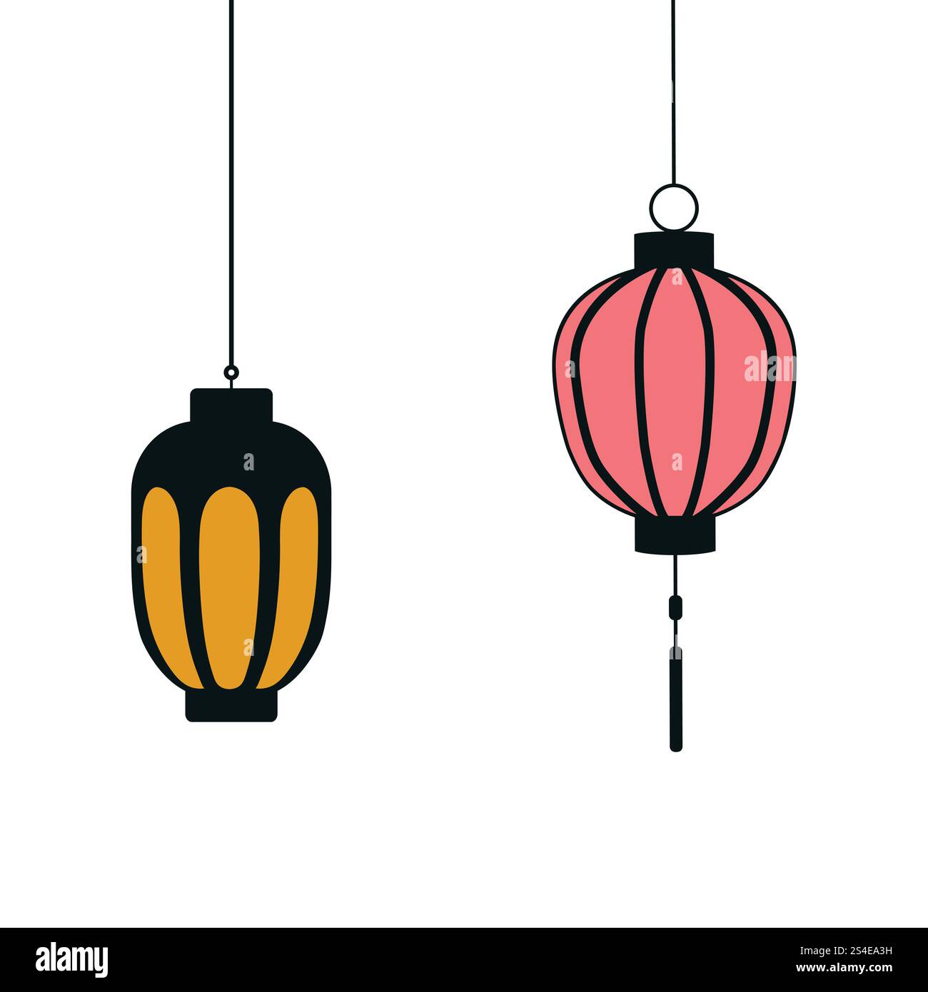 Lanternes chinoises décorations suspendues Festival lumières lunaires nouvel an culture asiatique illustration vectorielle EPS10 Illustration de Vecteur