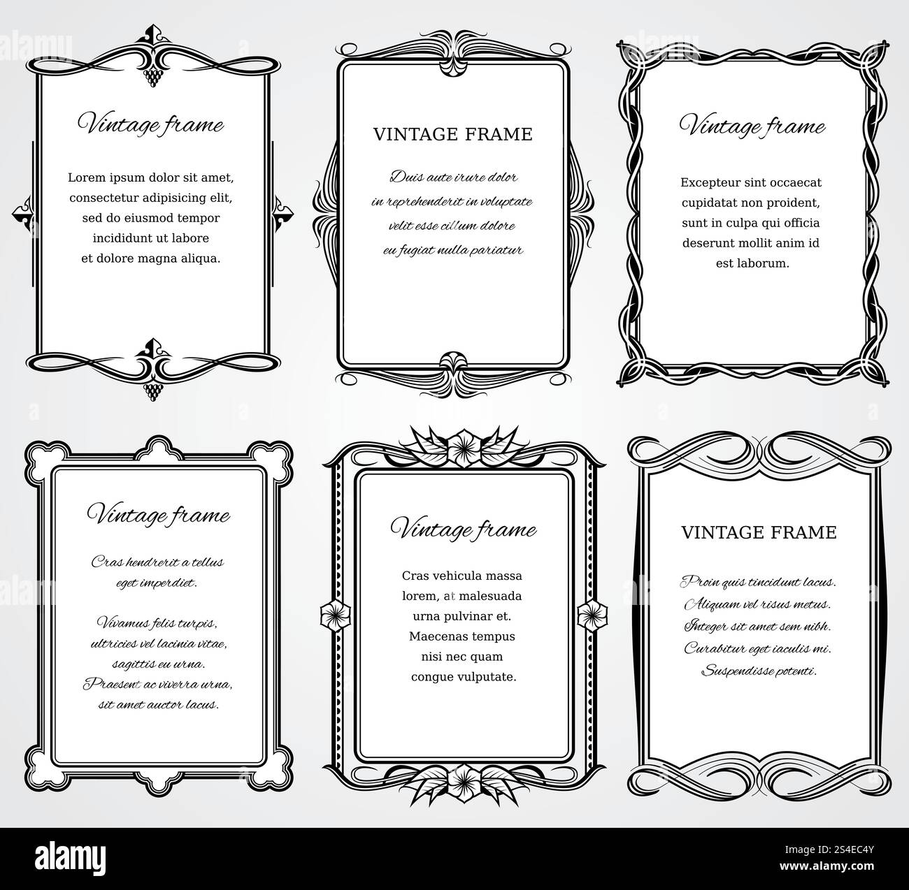 Vintage victorian Border frames Vector Set pour le certificat et la conception de livre illustration de modèle de cadre de voeux victorien. Jeu de vecteurs de cadres de frontière victorienne vintage pour la conception de certificat et de livre Illustration de Vecteur