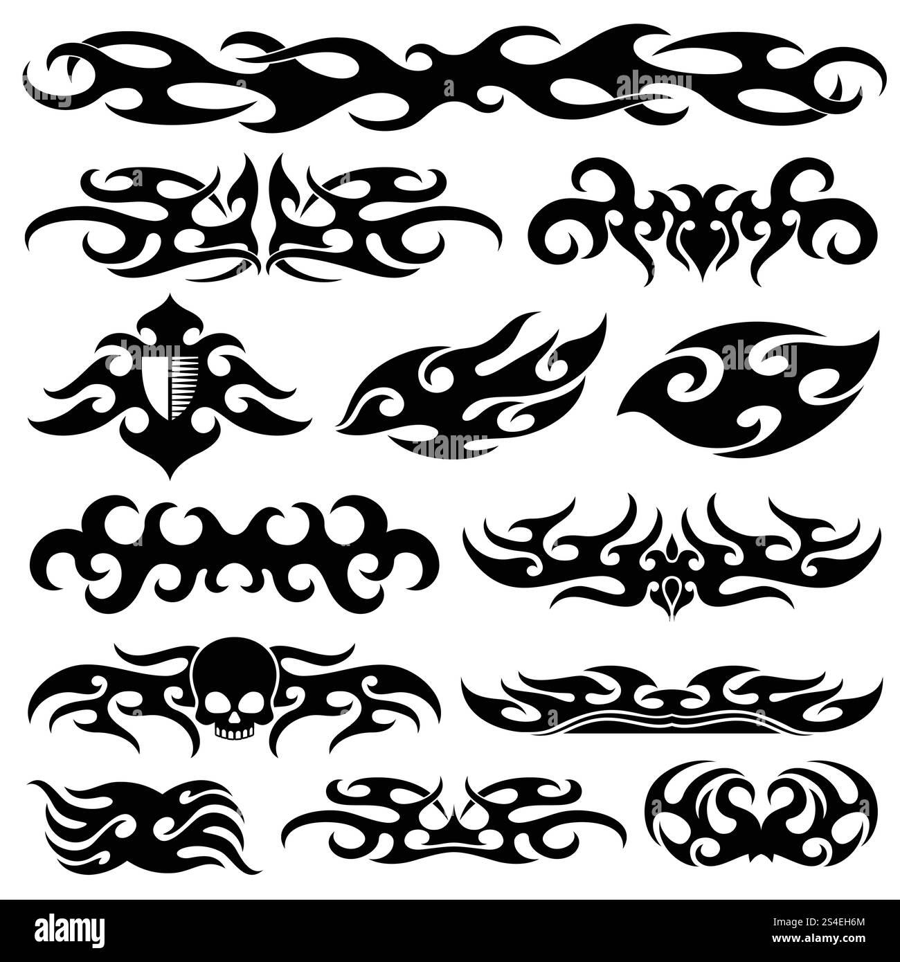 Décoration de vinyle de voiture de course. Autocollants de moto et conception vectorielle de véhicule. Illustration de modèle de tatouage de motif artistique noir. Décoration de vinyle de voiture de course. Autocollants de moto et conception vectorielle de véhicule Illustration de Vecteur