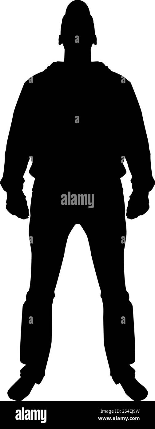 Homme debout dans la vue avec l'icône avant d'illustration vectorielle couleur noir style plat simple image Illustration de Vecteur