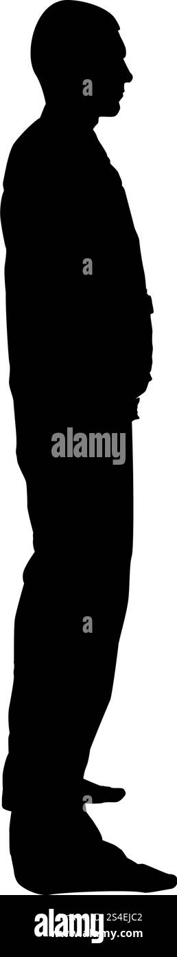 L'homme est vêtu de vêtements de travail de combinaisons et ressemble tout droit couleur noir icône illustration vecteur d'images simple style plat Illustration de Vecteur