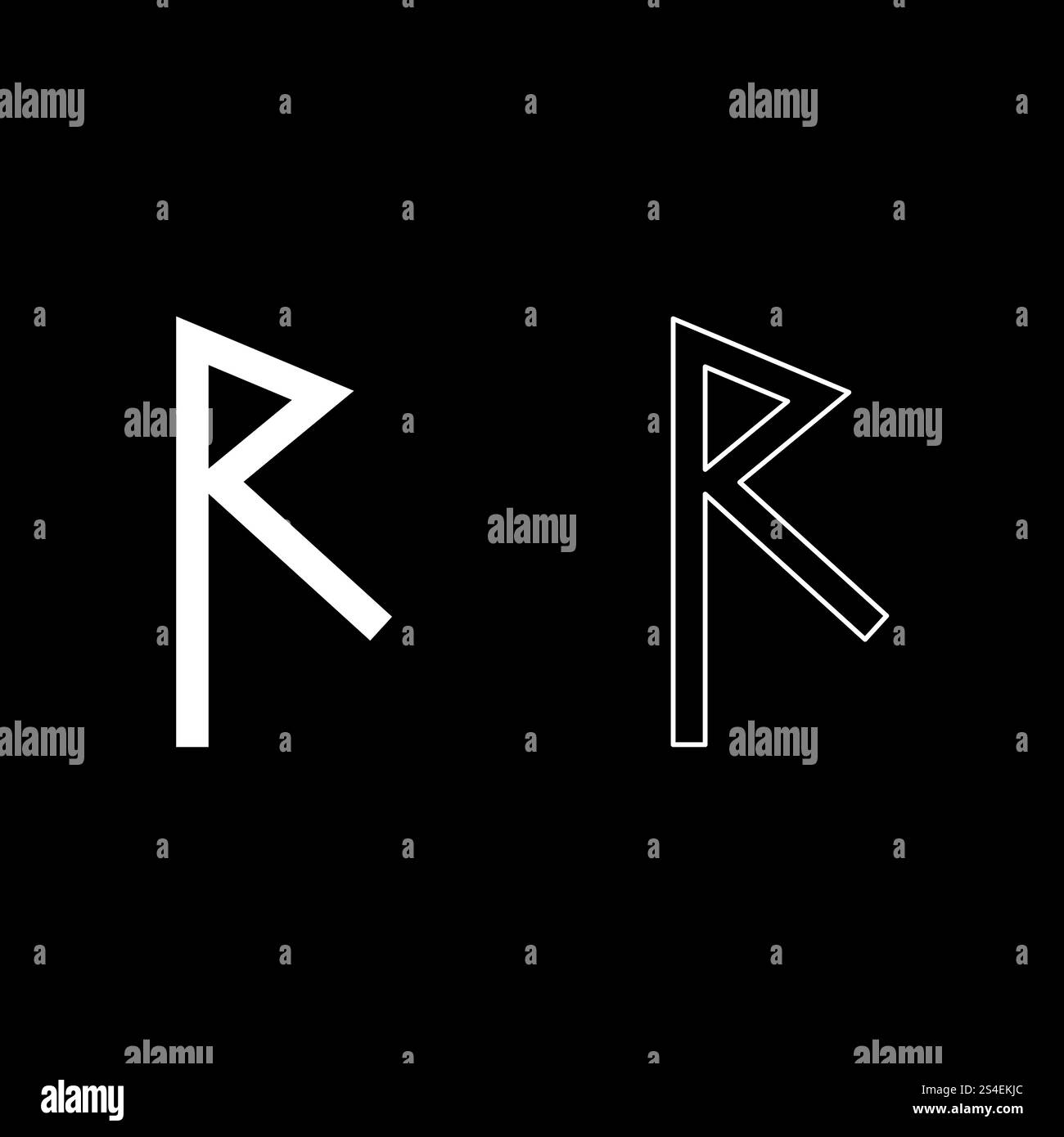 Raido rune symbole raid road icon set illustration couleur blanc style du contour plat simple image Illustration de Vecteur