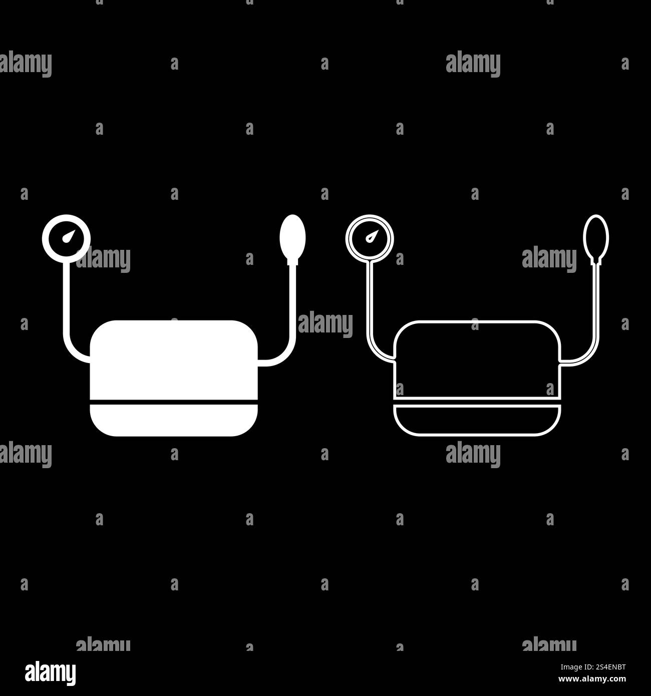 Appareil de mesure de la pression dispositif médical pour mesurer la pression artérielle tonomètre pulsé instrument médical icône set blanc illustration vectorielle de couleur blanche style plat image simple Illustration de Vecteur
