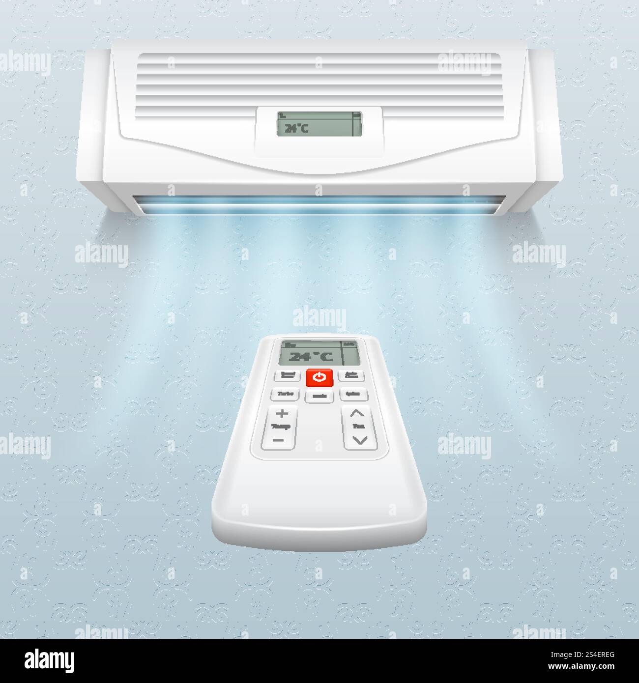 Conditionneur avec flux d'air frais. Commande de climatisation dans l'illustration vectorielle de la maison et du bureau. Climatiseur sur le mur, climatisation. Conditionneur avec flux d'air frais. Commande de climatisation dans l'illustration vectorielle de la maison et du bureau Illustration de Vecteur