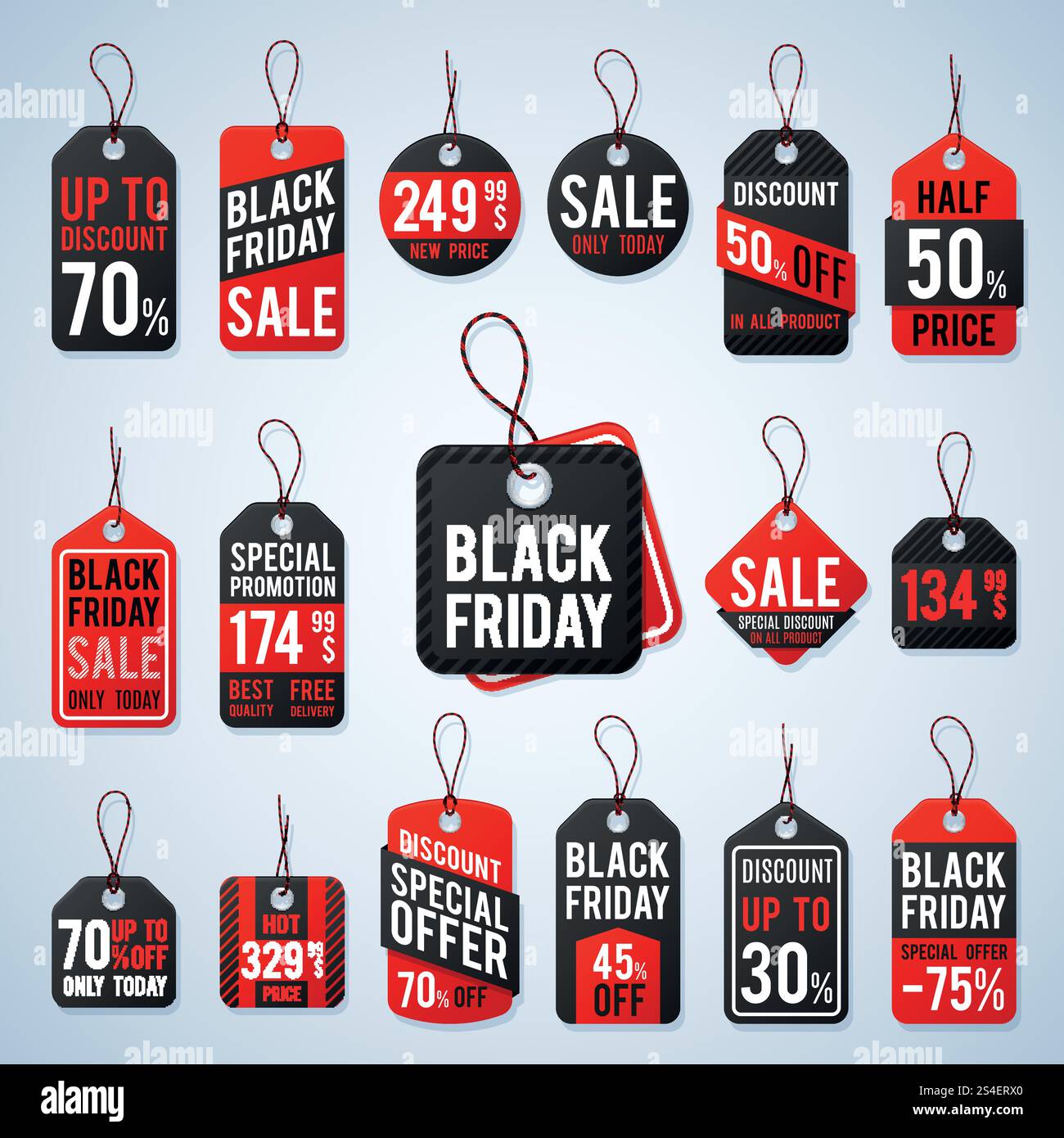 Étiquettes de prix Black friday et étiquettes de promotion avec des prix bon marché et les meilleures offres. Affiche vectorielle de détail, solde d'affiche du vendredi noir, illustration de promotion d'offre d'étiquette de détail. Étiquettes de prix Black friday et étiquettes de promotion avec des prix bon marché et les meilleures offres. Enseigne vectorielle de vente au détail Illustration de Vecteur