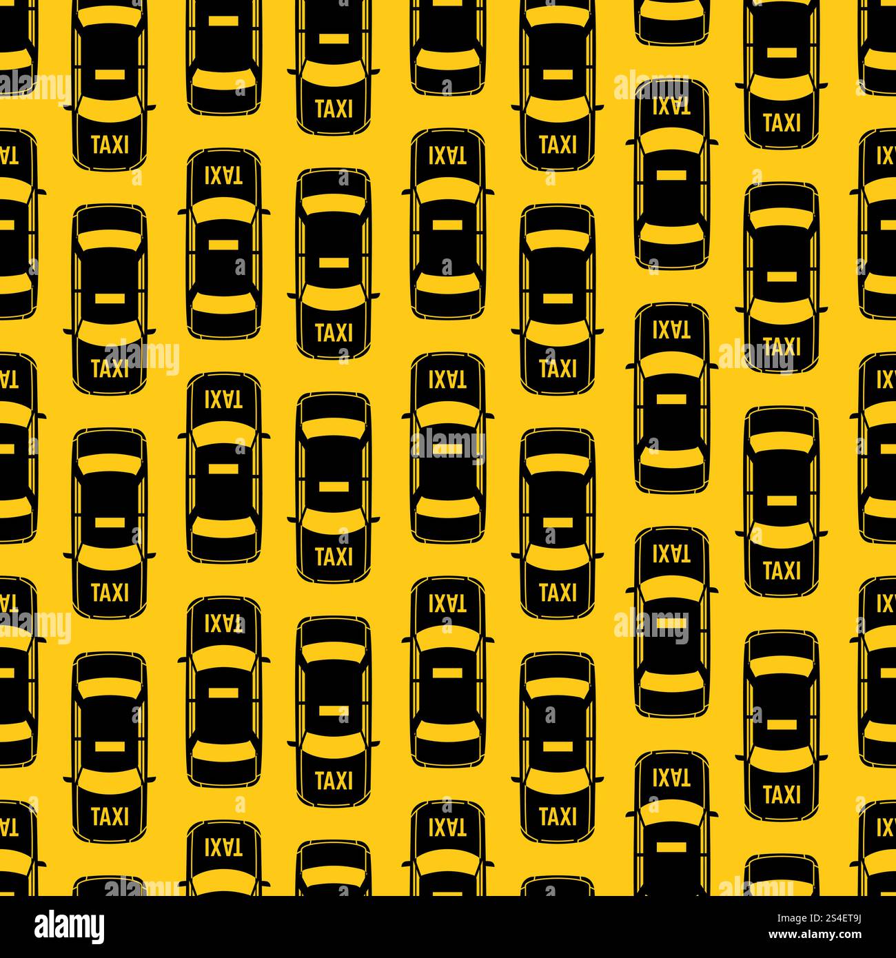 Trafic de taxi noir modèle sans couture sur fond jaune. Illustration vectorielle. Trafic de taxi noir modèle sans couture sur fond jaune Illustration de Vecteur