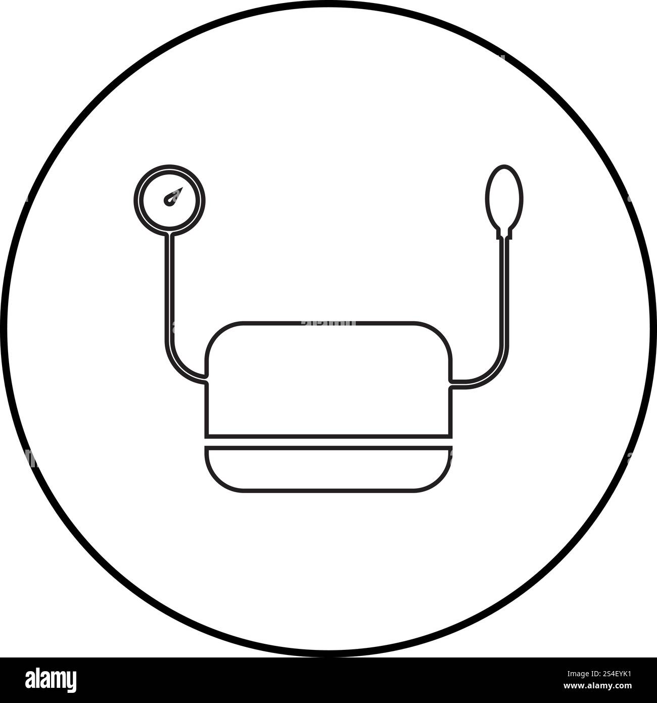 Appareil de mesure de pression dispositif médical pour mesurer la pression artérielle tonomètre d'impulsion instrument médical icône de couleur noire vectorielle illustration de style plat image simple en cercle rond Illustration de Vecteur