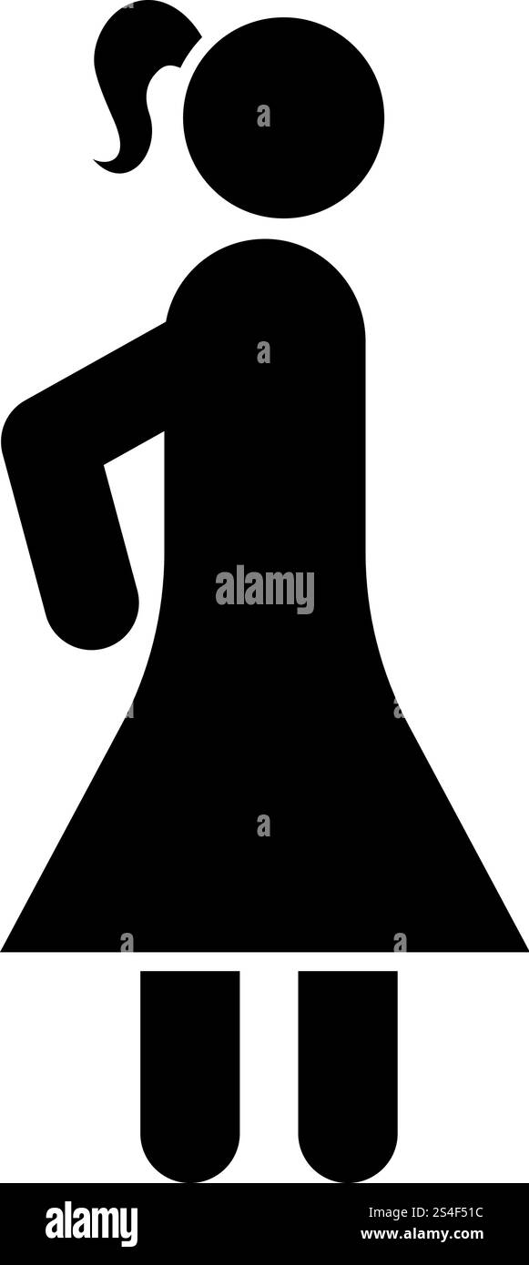 L'icône de couleur noire femme stick télévision illustration vectorielle simple style libre Illustration de Vecteur