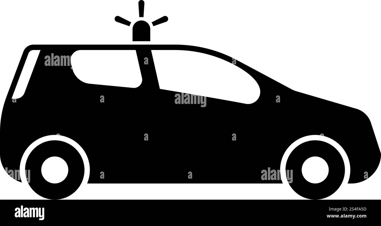 Location de voiture de police voiture de sécurité avec l'icône de la sirène illustration vectorielle couleur noir style plat simple image Illustration de Vecteur