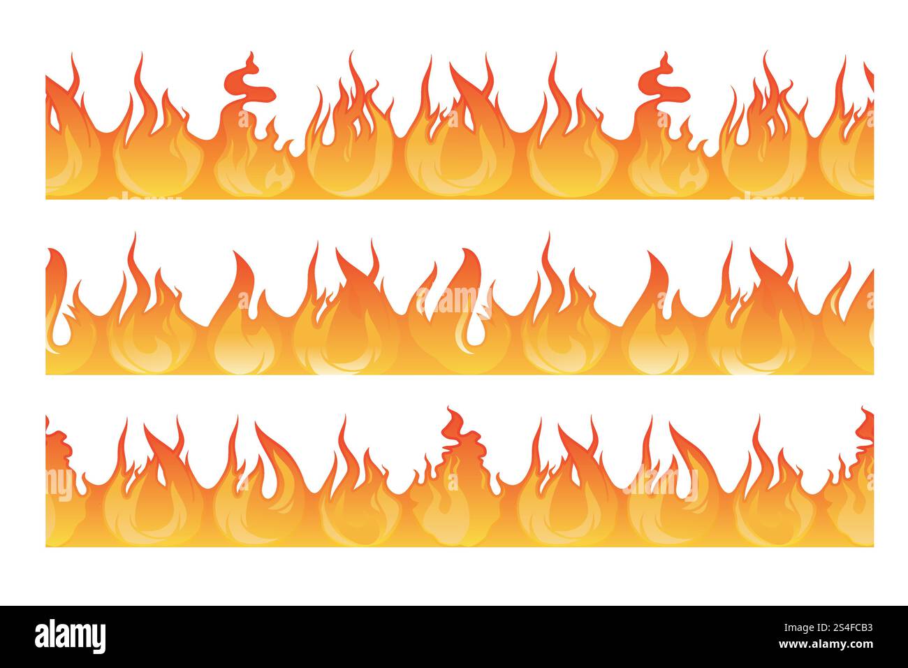 Modèle horizontal sans couture de silhouette de feu de forêt. Illustration vectorielle des flammes de danger. Borde horizontale de feu isolé sur blanc. Modèle horizontal sans couture de silhouette de feu de forêt. Illustration vectorielle des flammes de danger Illustration de Vecteur