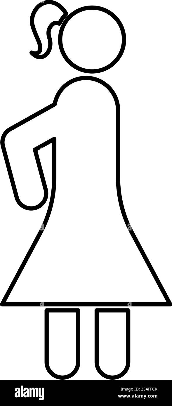 Icône de bâton de femme icône de contour de couleur noire illustration vectorielle de style plat image simple. Icône de bâton de femme noir illustration vectorielle de contour de couleur image de style plat Illustration de Vecteur