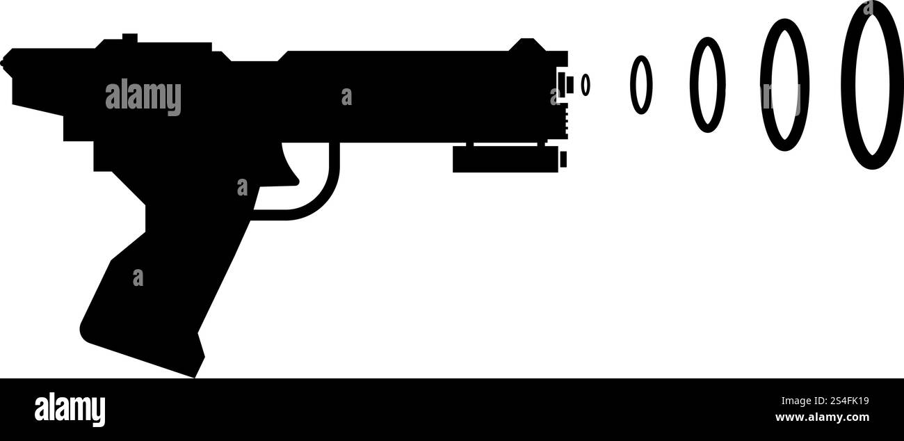 Space Blaster Children&rsquo ; s Toy futuriste pistolet Space Gun tir Blaster icône de vague de couleur noire illustration vectorielle de style plat image simple Illustration de Vecteur