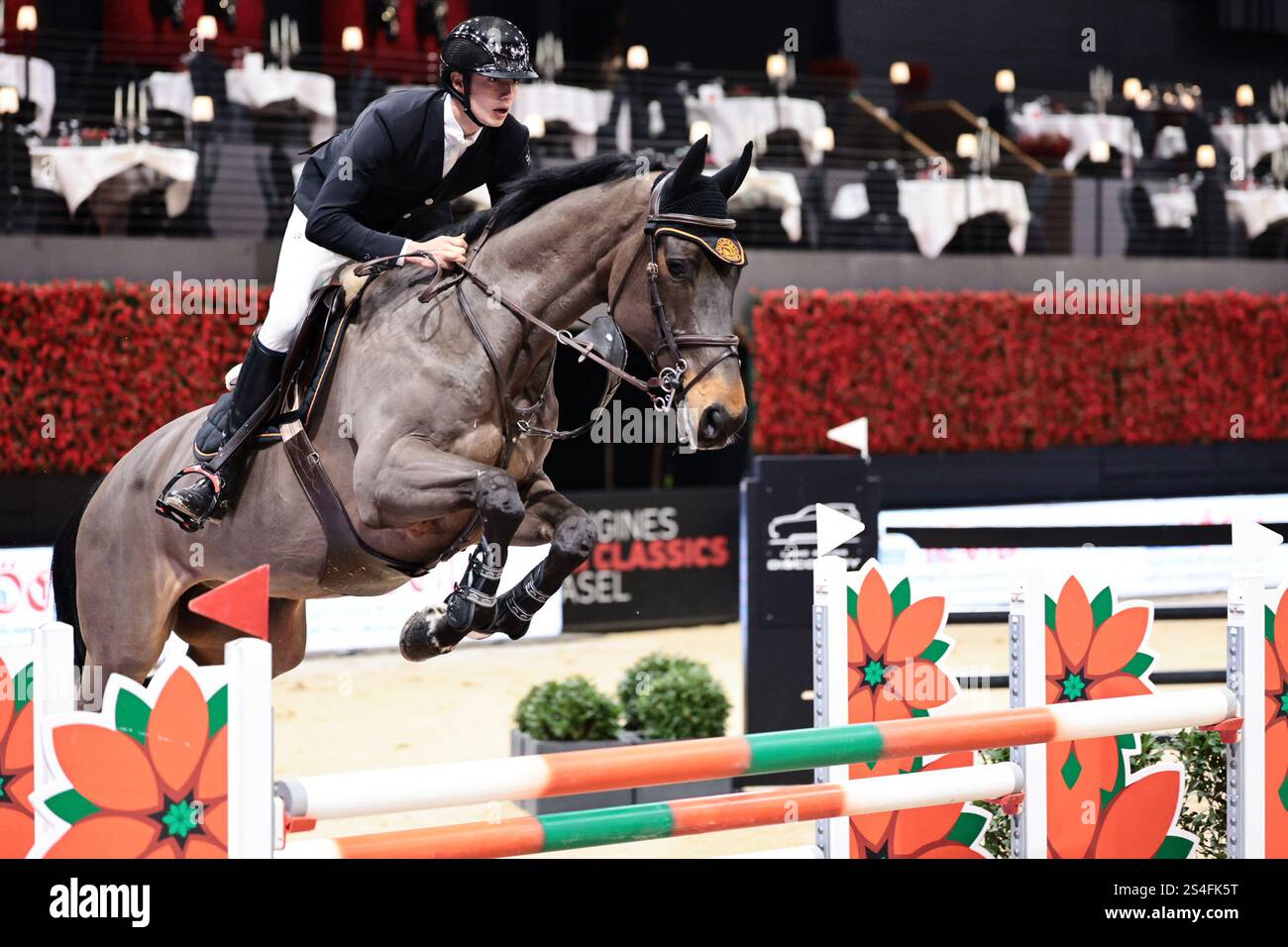 Bâle, Suisse. 12 janvier 2025. Zacharie Luyet de Suisse avec Kalan lors du Prix des talents équestres suisses - finale U25 au Longines CHI Classics Basel le 12 janvier 2025, Bâle, Suisse (photo de Maxime David - MXIMD Pictures) crédit : MXIMD Pictures/Alamy Live News Banque D'Images