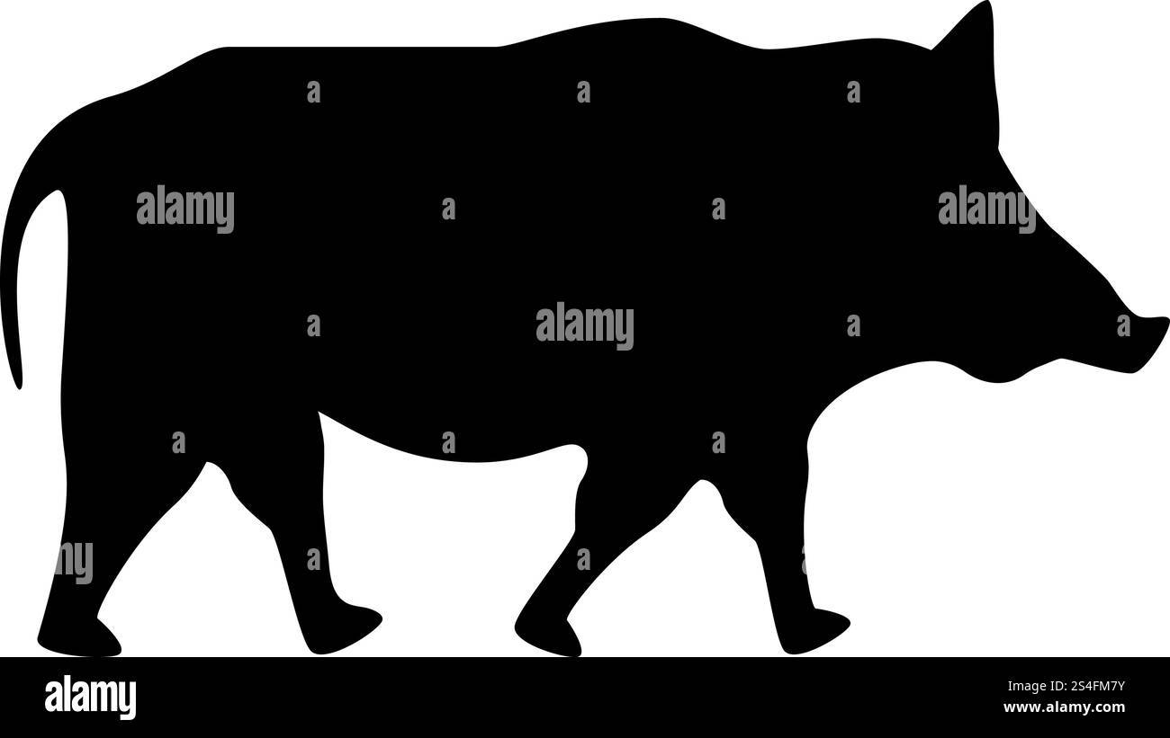 Porc cochon sauvage sanglier phacochère icon noir vector illustration couleur style plat simple image Illustration de Vecteur