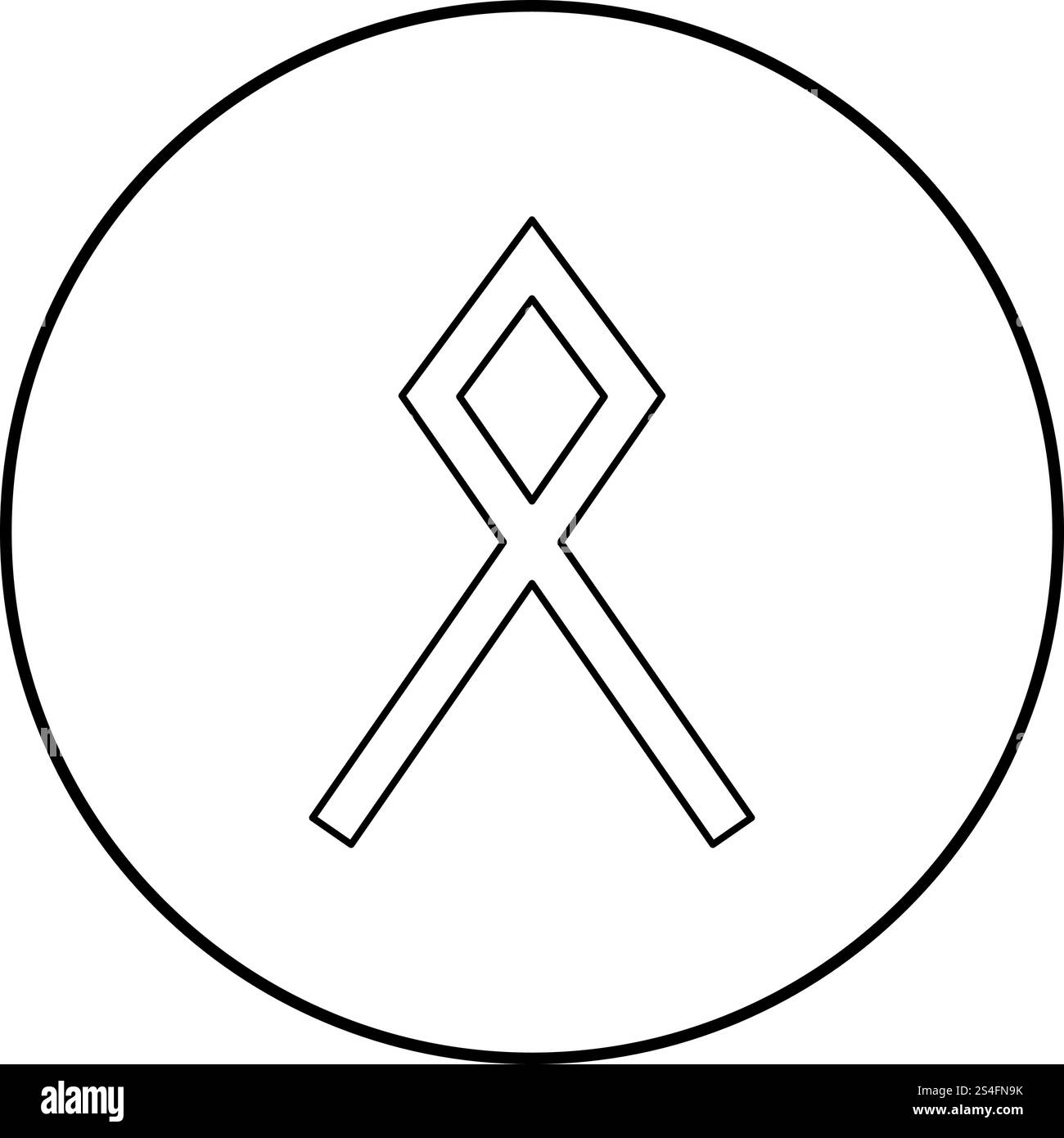 Odal rune Othil Othala patrimoine immobilier symbole icône signe noir contour vecteur de couleur en cercle autour de l'image simple style illustration télévision Illustration de Vecteur