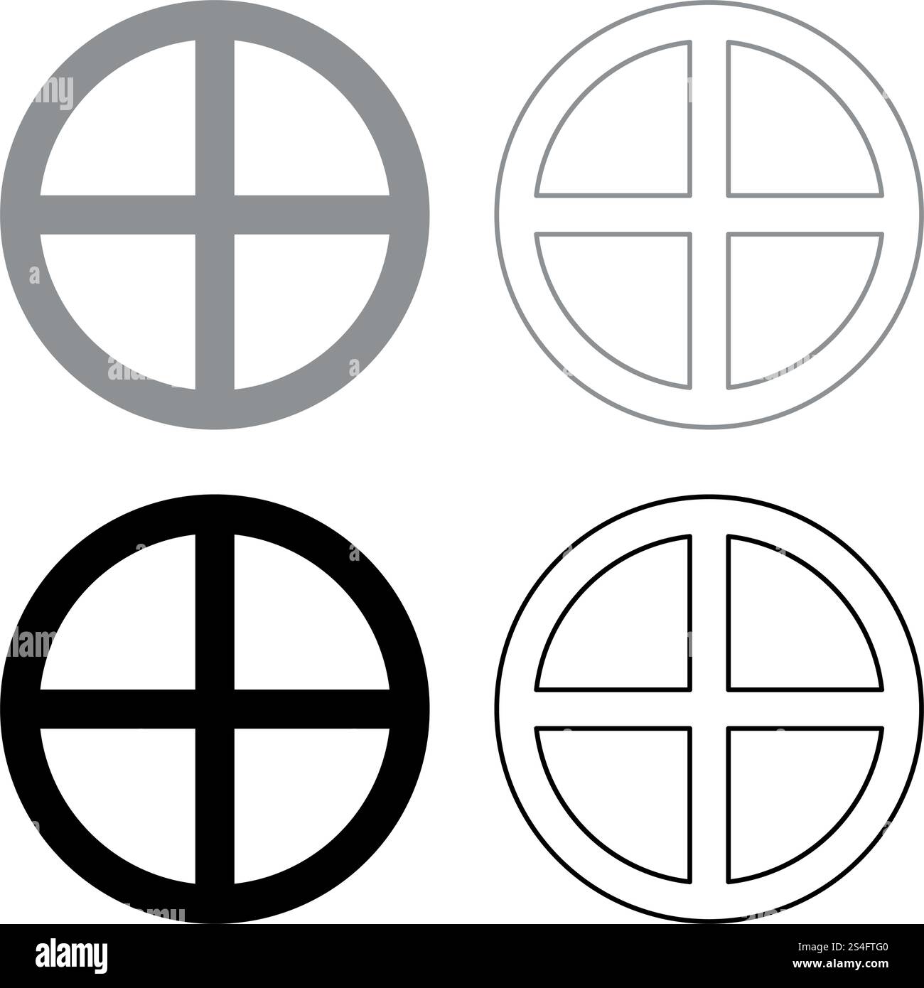 Cross cercle rond sur du pain concept corps pièces Christ infini connexion icône religieuse set couleur gris noir style télévision illustration vectorielle simple image Illustration de Vecteur