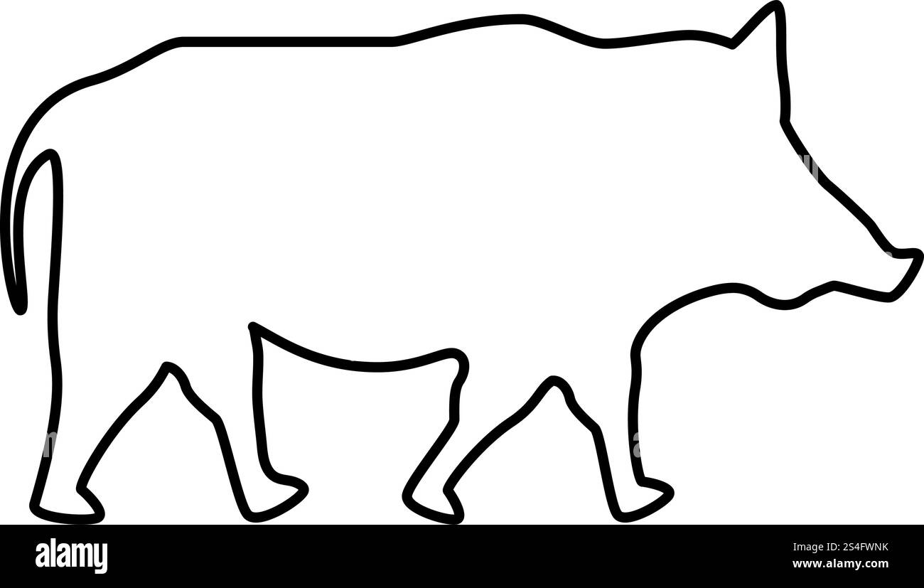 Sanglier Wild Pig Hog Warthog icône de contour de couleur noire illustration vectorielle de style plat image simple. Sanglier Wild Pig Hog Warthog icône de contour de couleur noire illustration vectorielle image de style plat Illustration de Vecteur