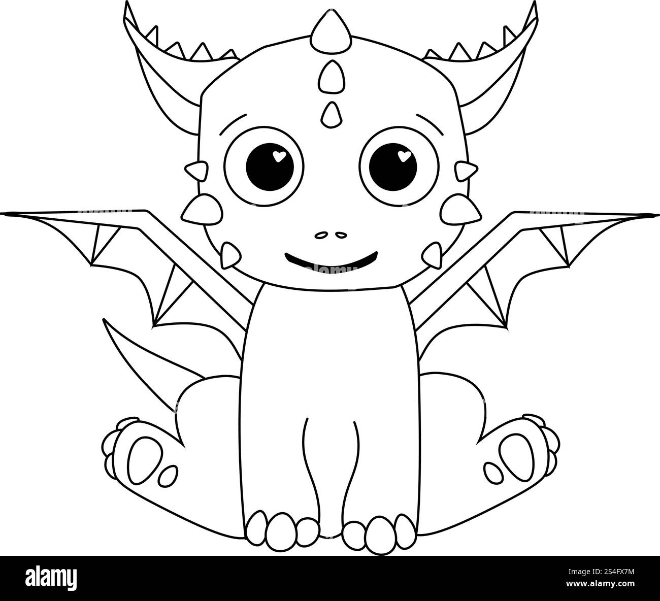 Illustration de personnage de dragon mignon. Mascotte de ligne graphique vectorielle isolée sur fond transparent. Chine nouvel an, livre de coloriage Illustration de Vecteur