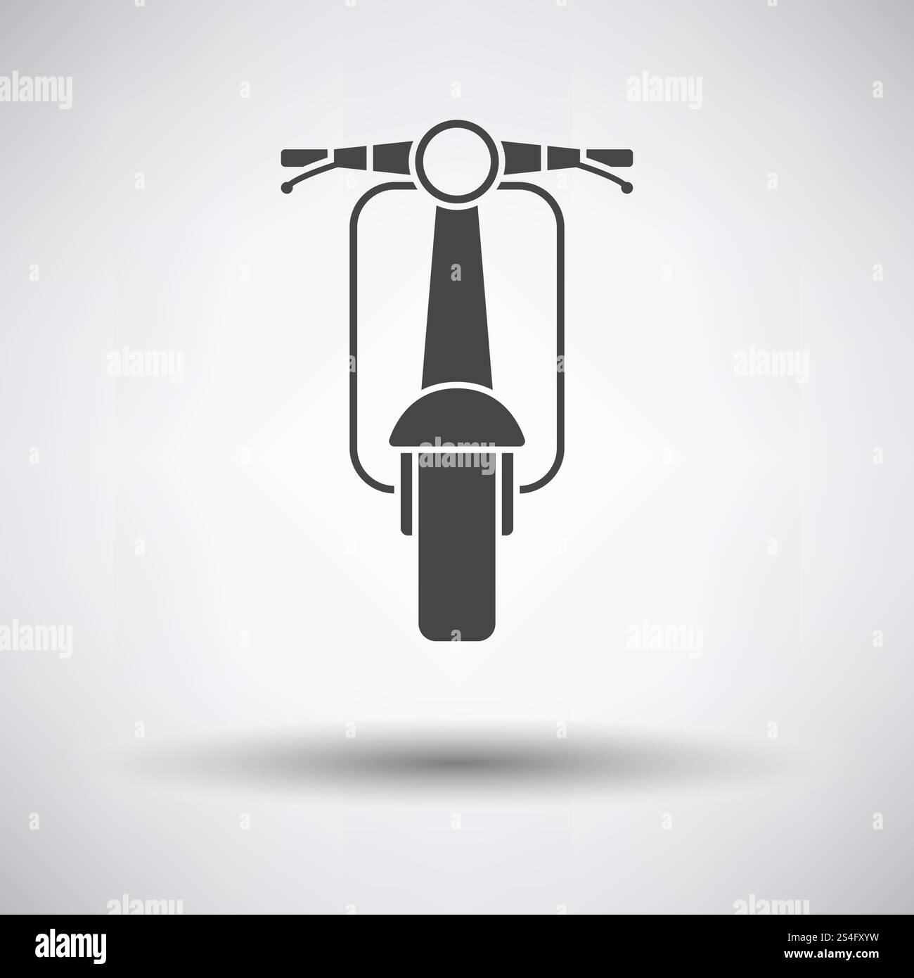 Icône scooter vue avant sur fond gris, ombre ronde. Vector illustration. Illustration de Vecteur