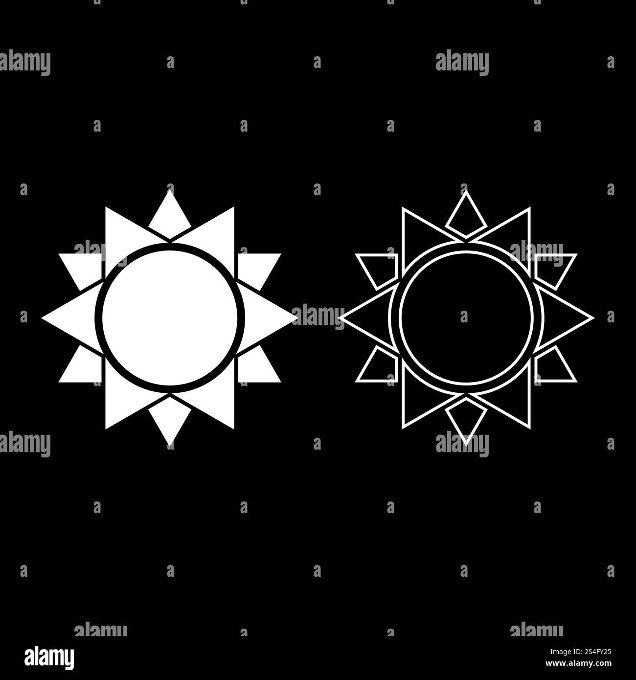 Soleil blanc Icon Set vector illustration couleur style plat simple image Illustration de Vecteur