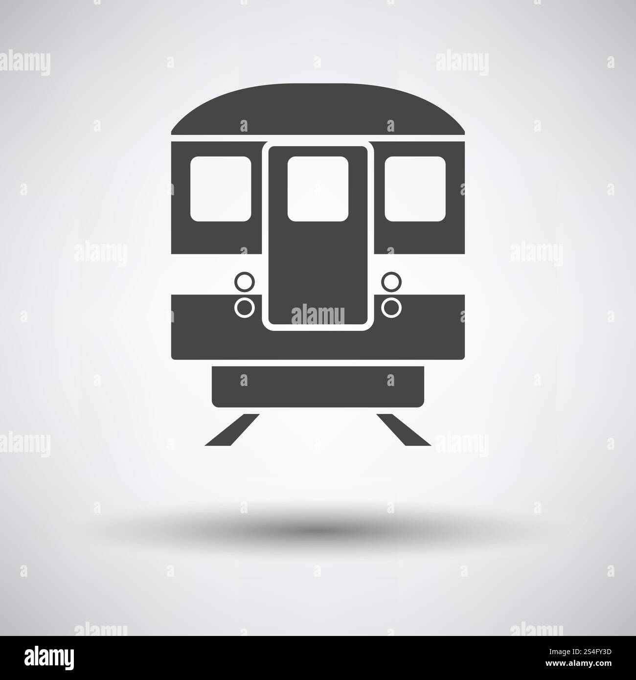 Icône métro vue avant sur fond gris, ombre ronde. Vector illustration. Illustration de Vecteur
