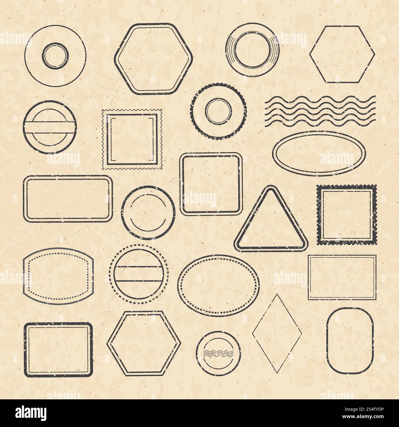 Modèle de timbres postaux vintage vides pour la conception d'étiquettes. Timbre vierge pour le courrier, illustration du cachet de la poste. Modèle de timbres postaux vintage vides pour la conception d'étiquettes Illustration de Vecteur