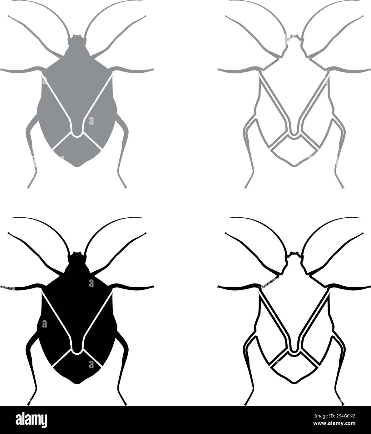 Punaise punaise vrai bug bugs Hemipterans insect pest Icon Set vector illustration couleur gris noir style plat simple image Illustration de Vecteur