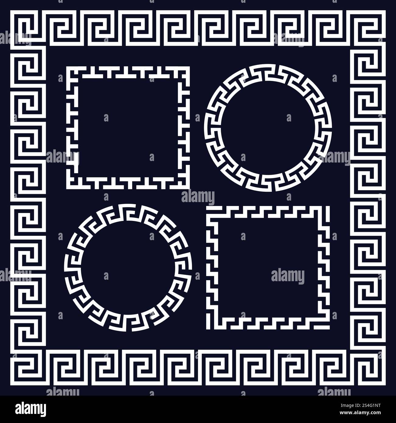 Cadres de bordure ronds et rectangulaires grecs anciens. Cercle de frontière de Grèce et ornement dans le style grec. Illustration vectorielle. Cadres de bordure ronds et rectangulaires grecs anciens Illustration de Vecteur