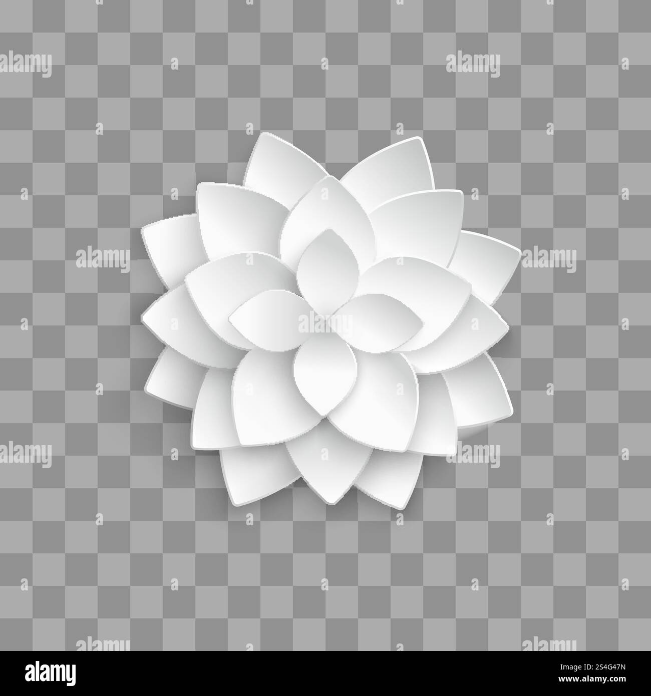 Papier blanc lotus 3d isolé sur fond transparent. Origami de décoration de lotus de vecteur, illustration de floral fait à la main. Papier blanc lotus 3d isolé sur fond transparent Illustration de Vecteur