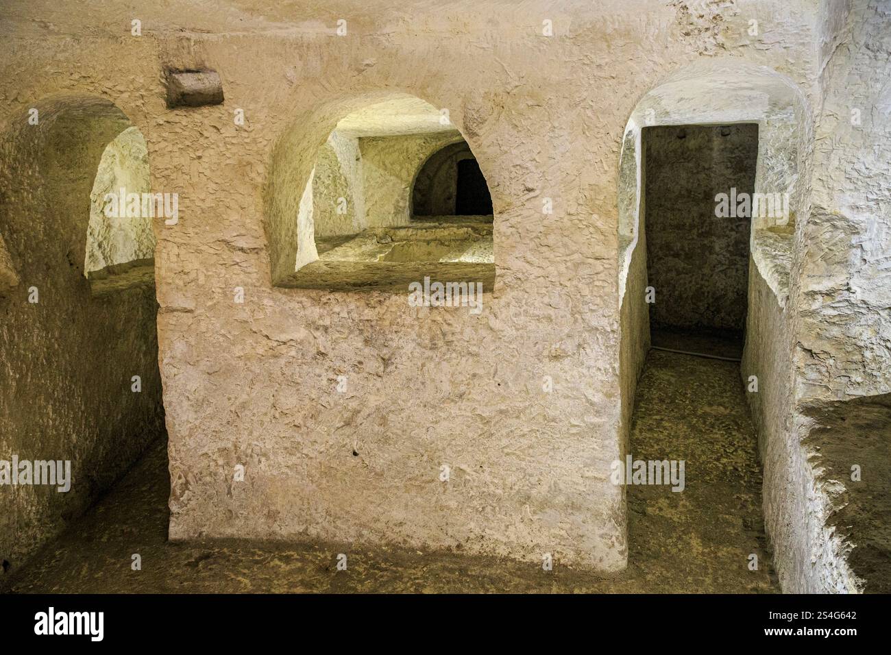 Catacombes de Saint Paul, Hal-Bajjada, IR-Rabat, de la période phénicienne-punique, Malte Banque D'Images