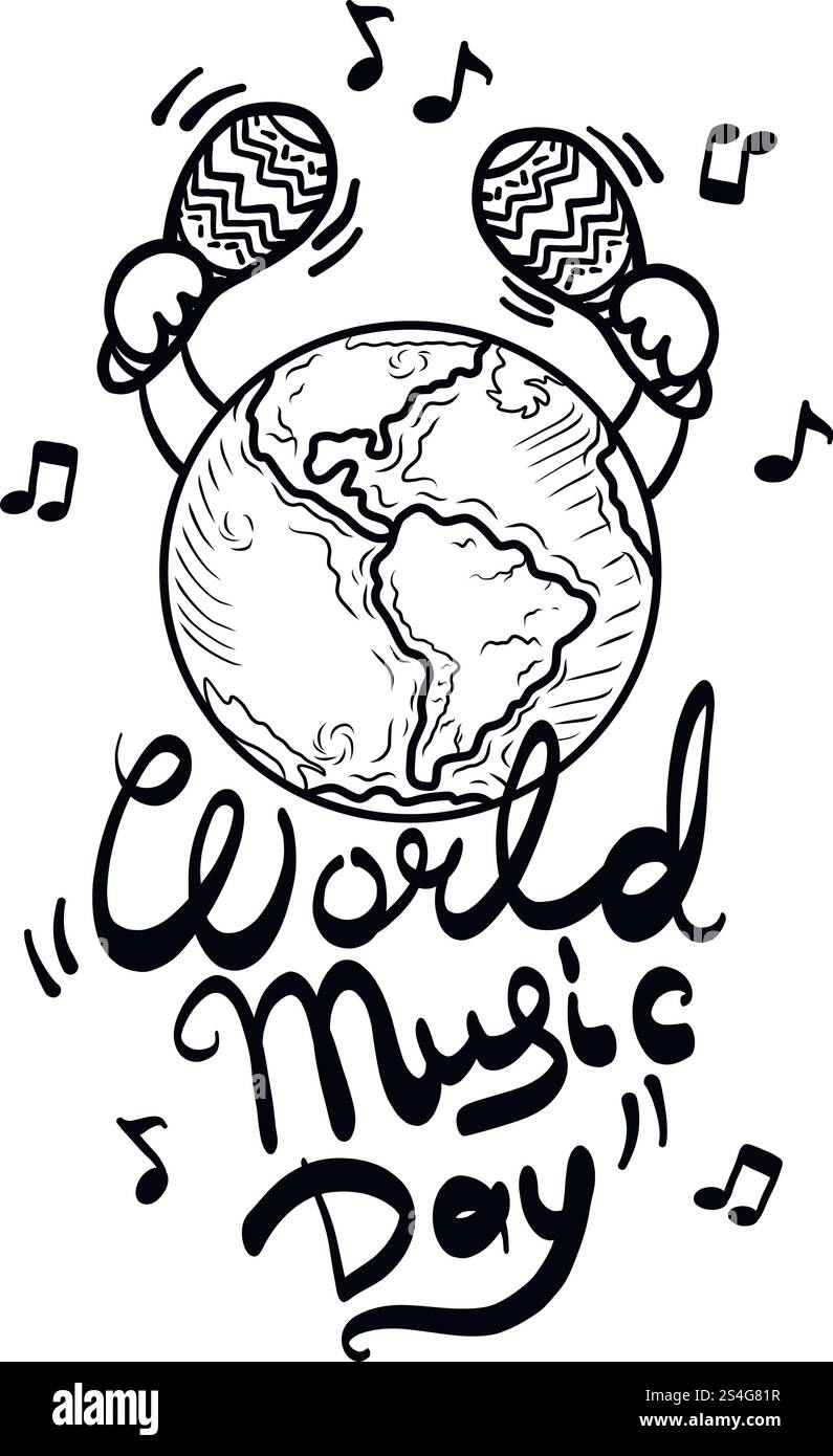 Fond de concept de journée de musique du monde en direct. Illustration dessinée à la main de fond de concept de vecteur de jour de musique du monde en direct pour la conception de sites Web. Fond de concept de journée de musique du monde en direct, style dessiné à la main Illustration de Vecteur